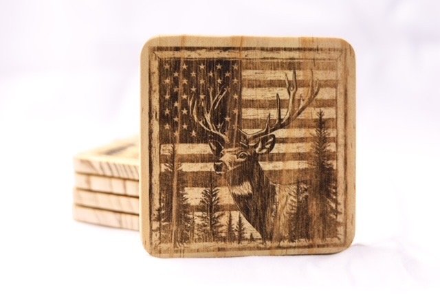 Laser Engraved Wood wildlife Coasters