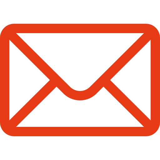 Red envelope icon on a black background, commonly representing email or messaging.