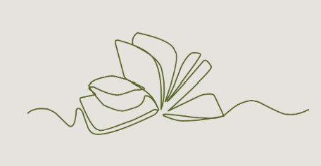 Minimalist line drawing of a flower with petals and a stem.