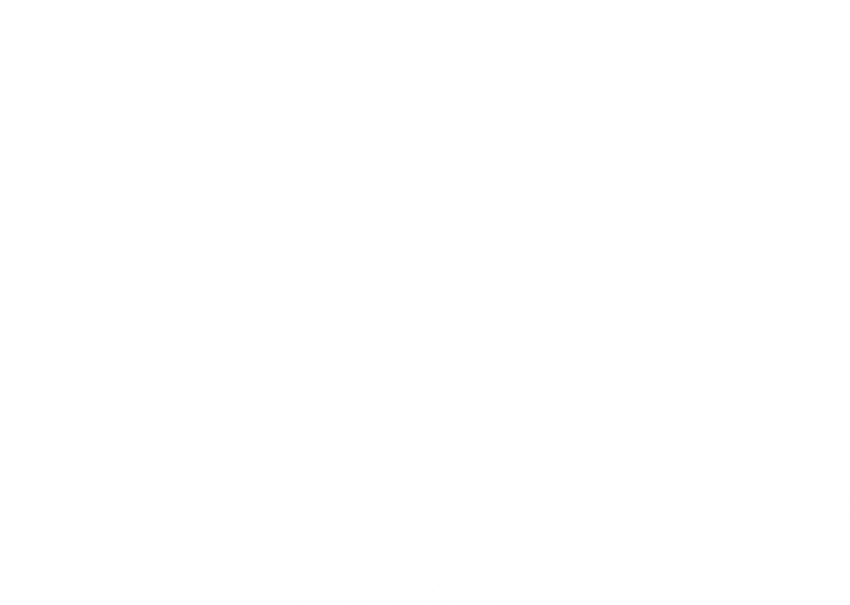 Logo of The Oasis Dallas featuring a circular emblem with a waterfall and mountain inside, surrounded by a laurel wreath, with the text 'The Oasis Dallas' below.