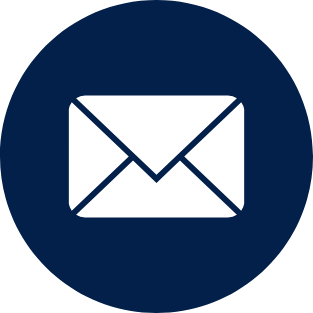 Icon of an envelope inside a dark blue circle, representing email or messaging.