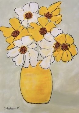 Vase with flowers Watercolor By Brenda Anderson