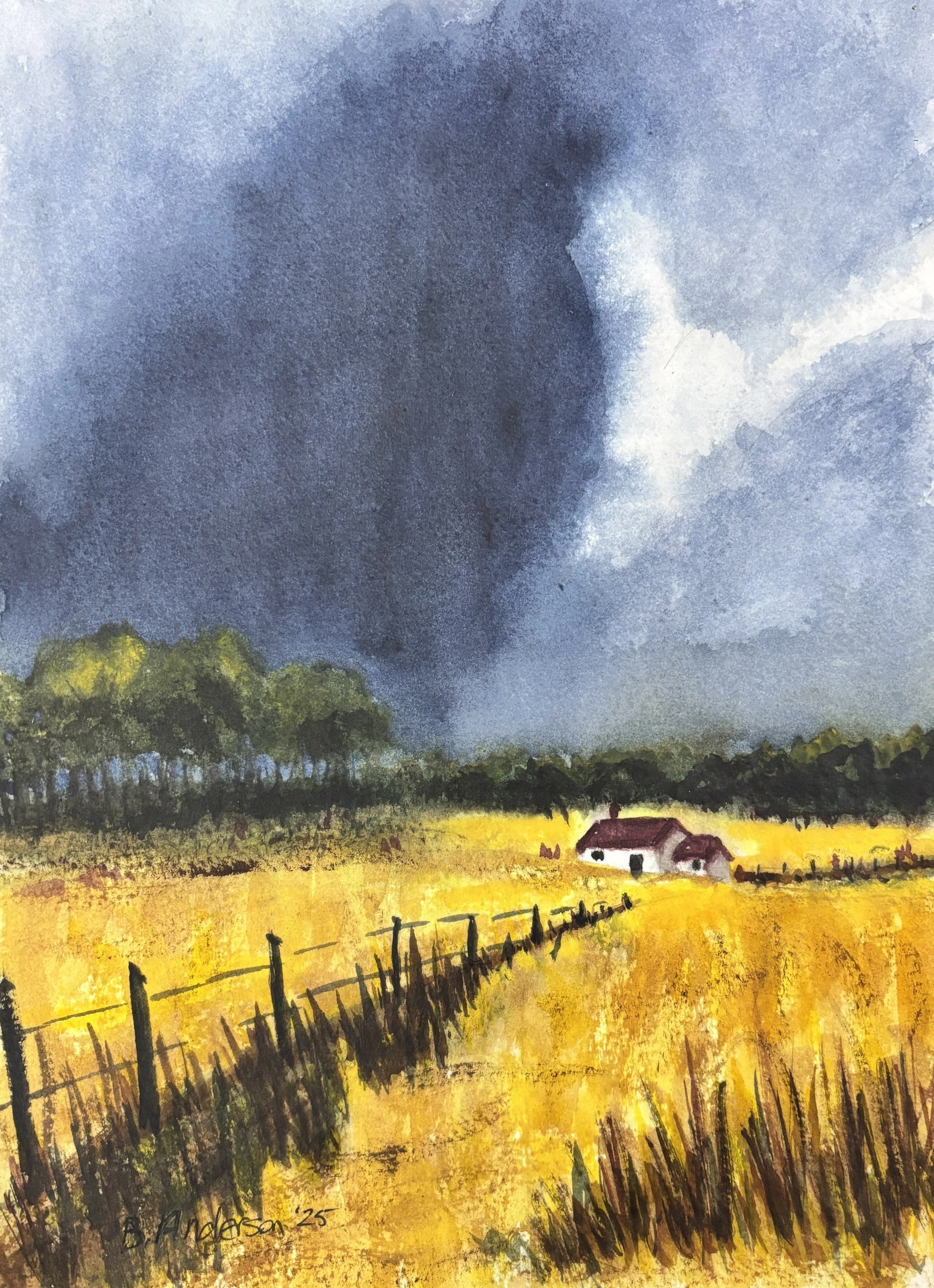 Echoes of Gold and Storm’s Embrace 9 × 12