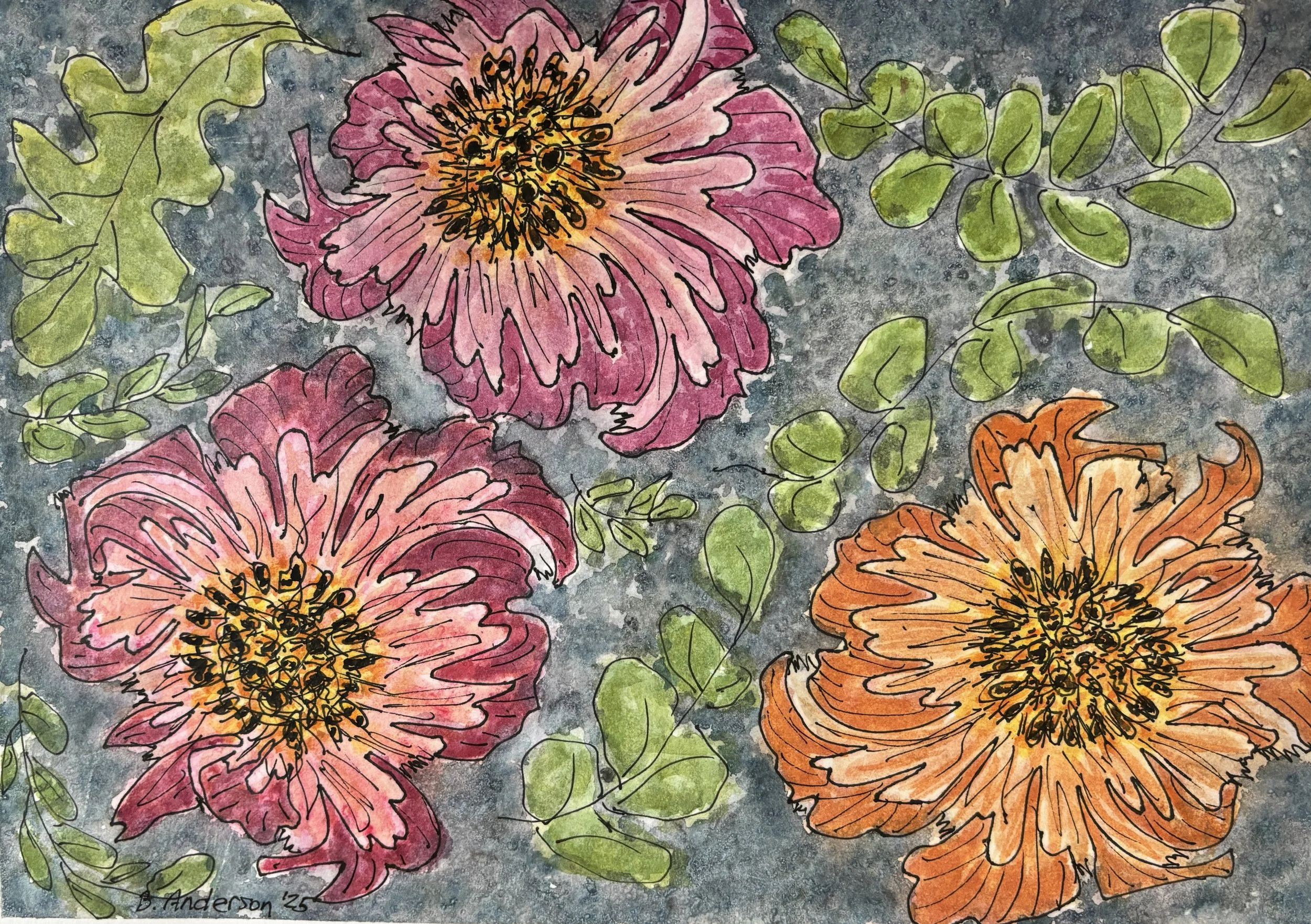 Garden Glow Through a Twilight Veil Painting by By The Artist Brenda Anderson