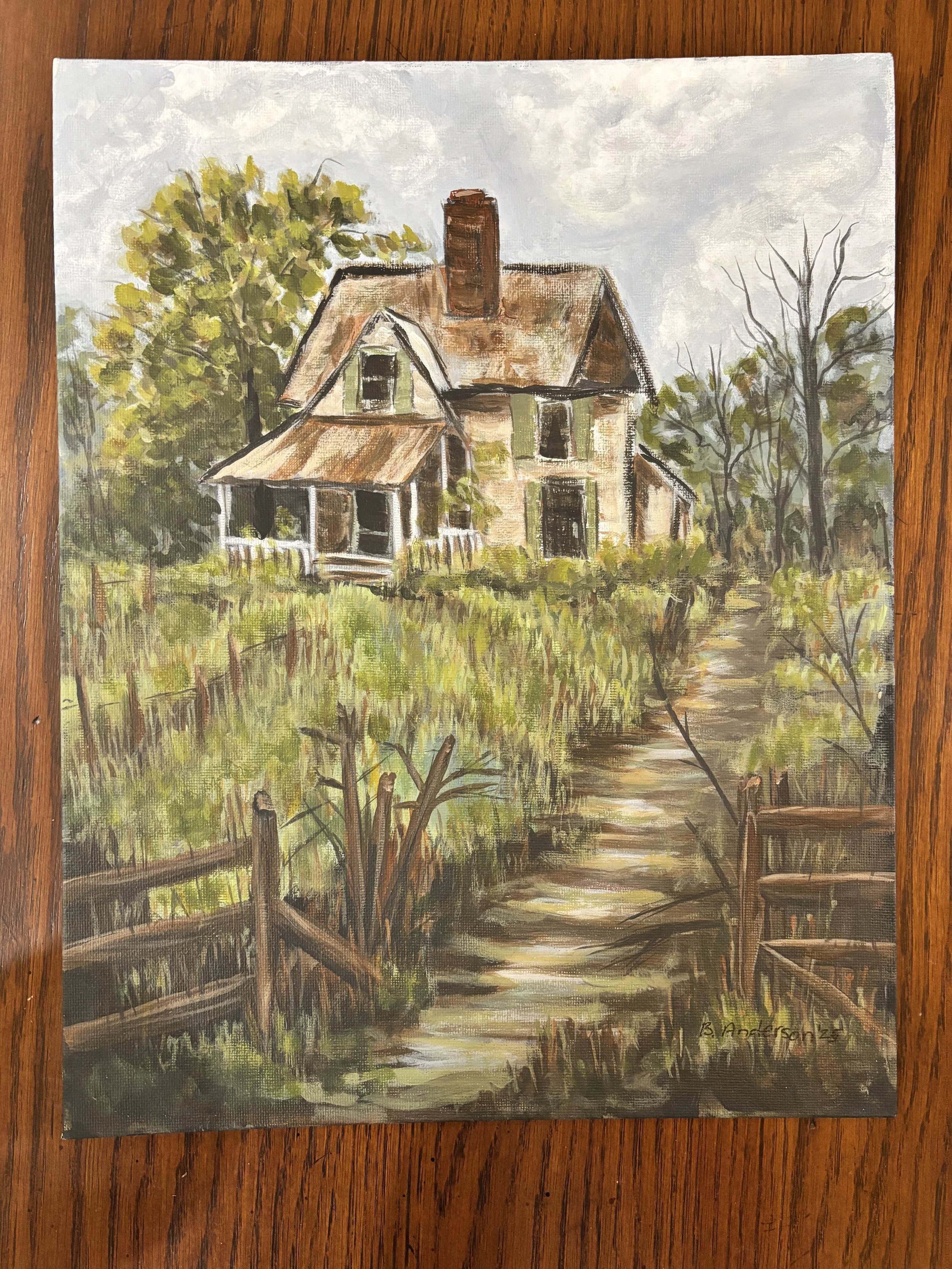 The Silent Porch at Dusk 11 × 14 original acrylic