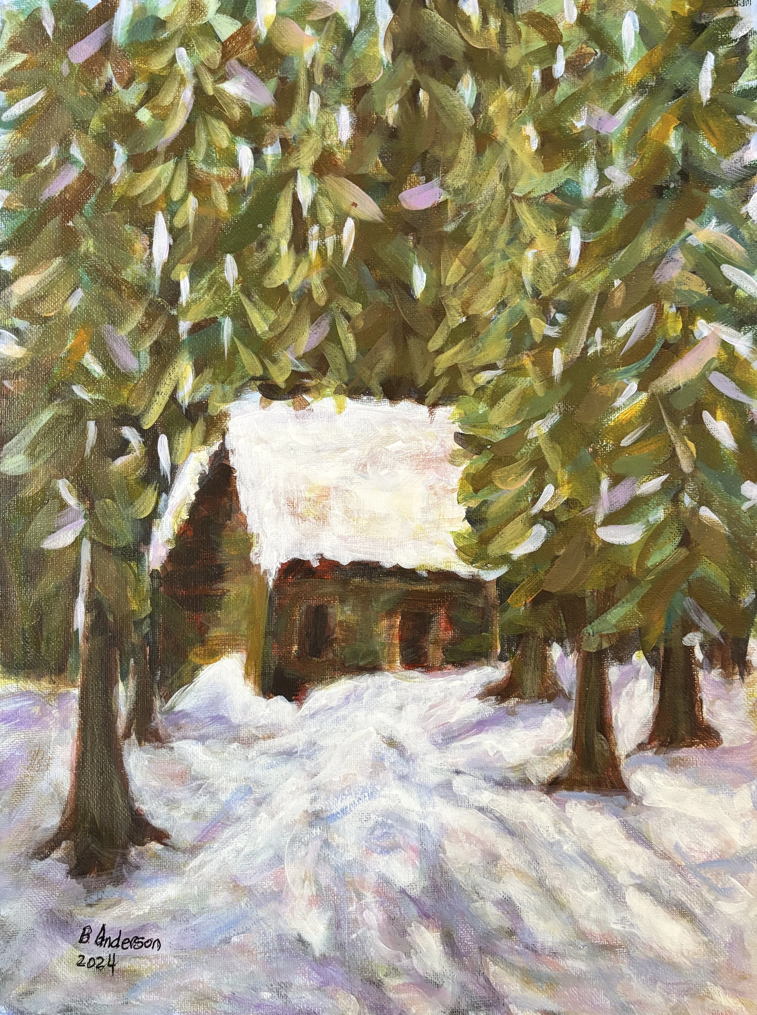 The Snowbound Refuge 12 × 16 original acrylic