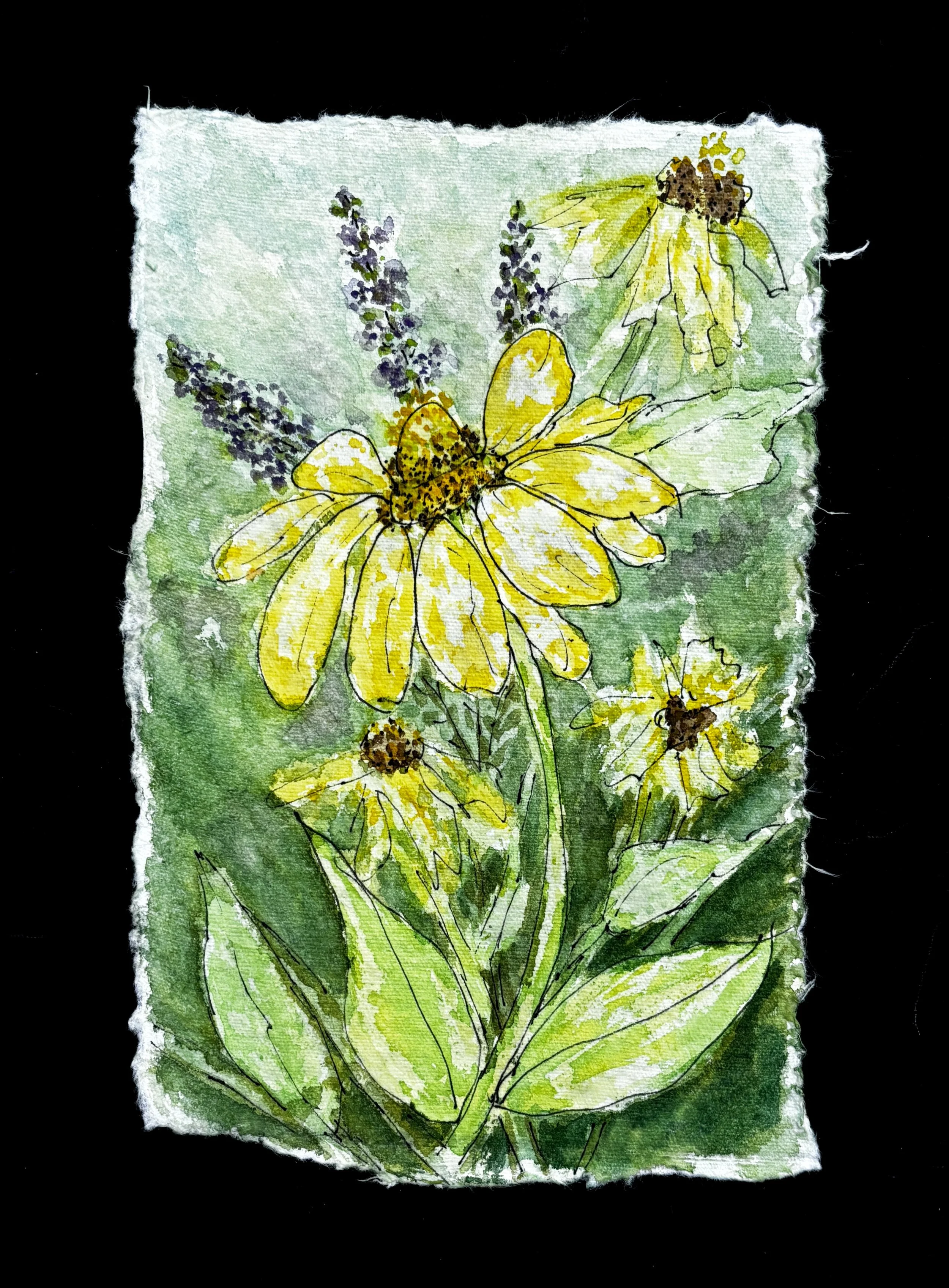 Sunlit Sonata in Yellow and Green- watercolor fine art print