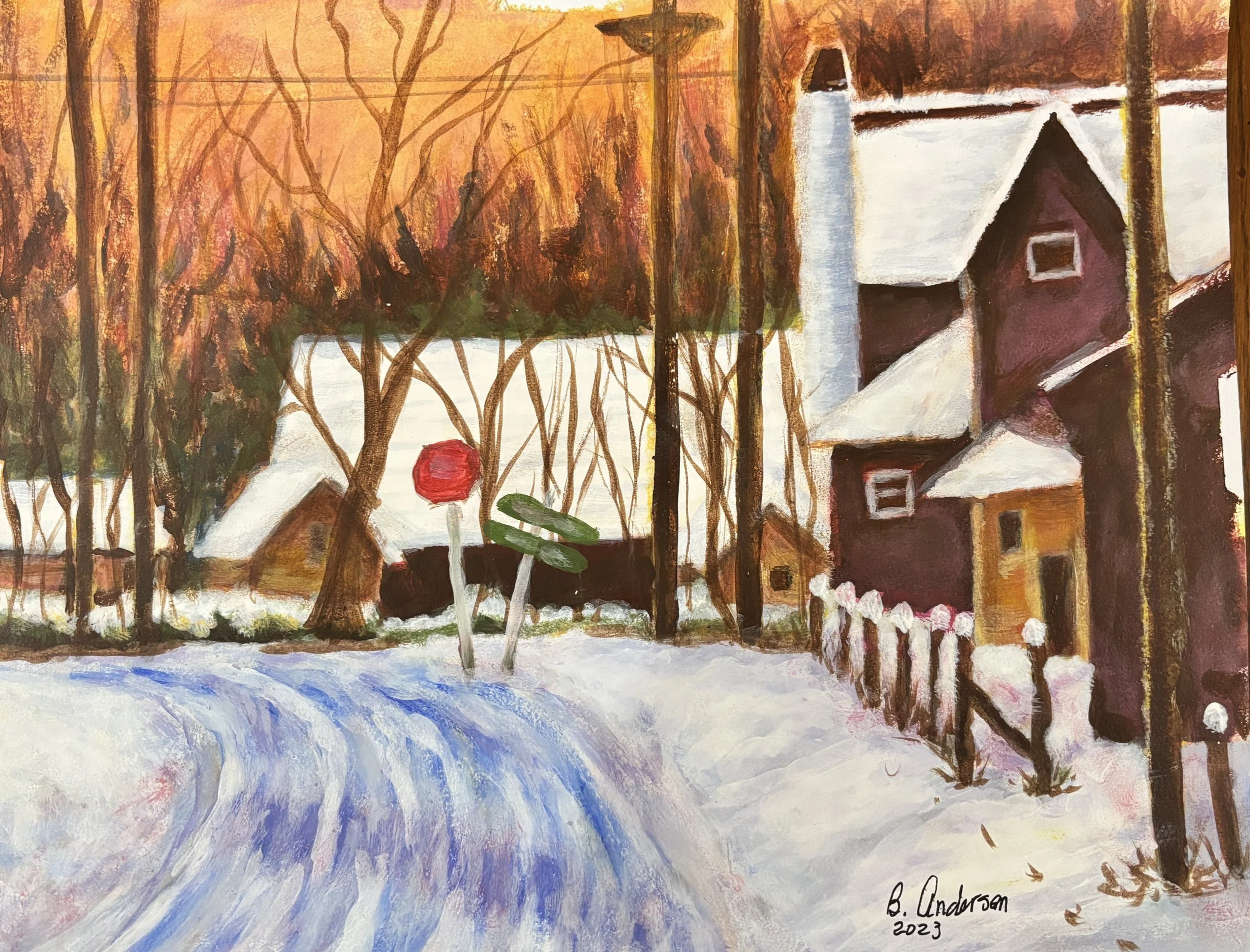 Frosted Silence Beneath Warm Light 11 × 14 original acrylic