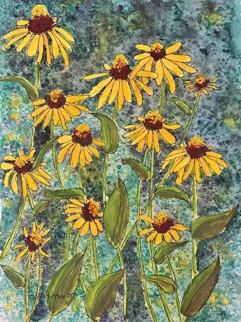 Golden Whispers on a Verdant Breeze print (watercolor reproduction)
