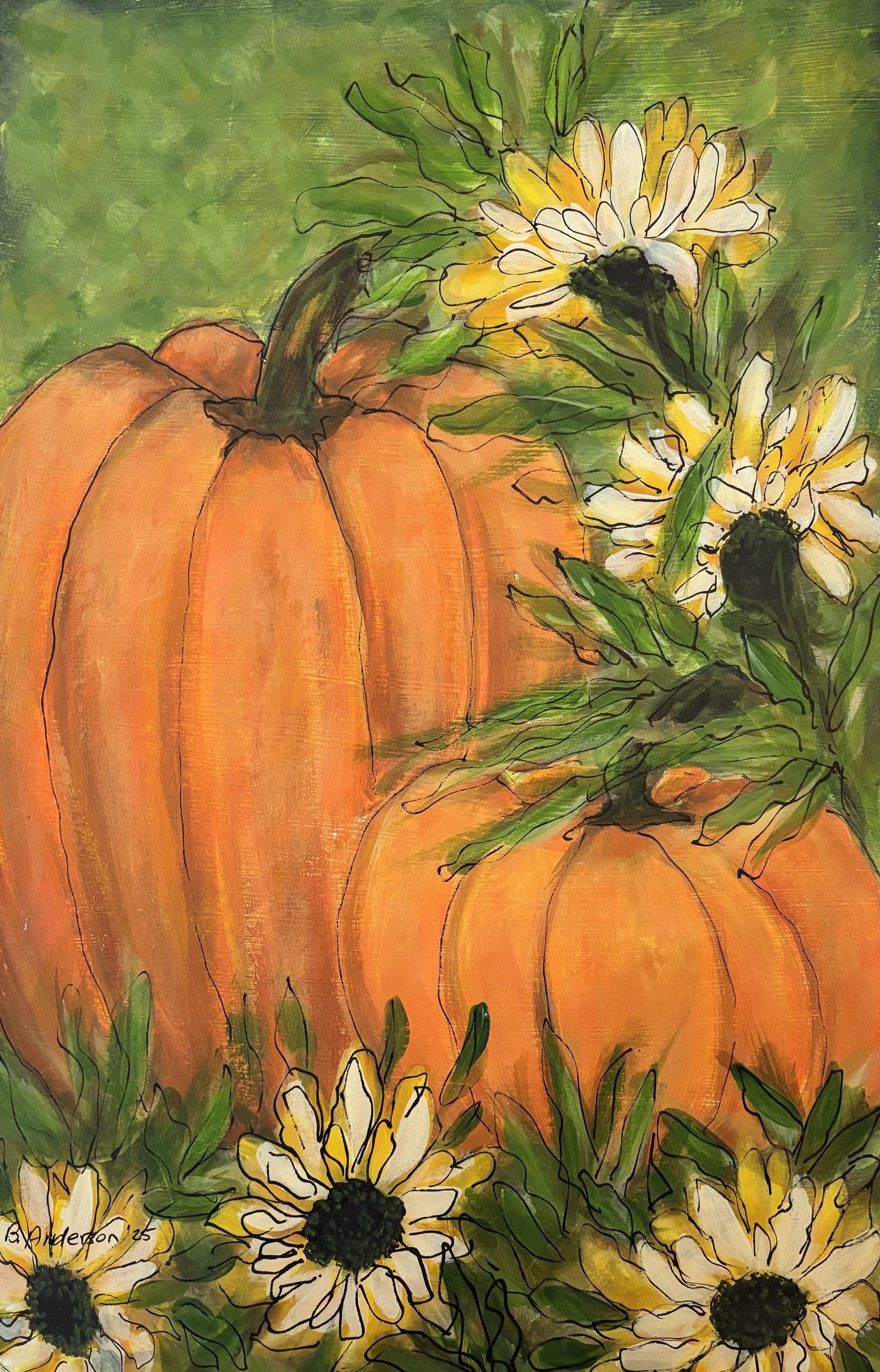 Harvest Glow with Garden Whispers 12 × 18 original acrylic