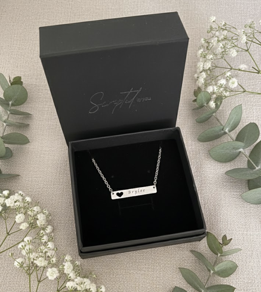 Personalised Name Bar Necklace with Heart