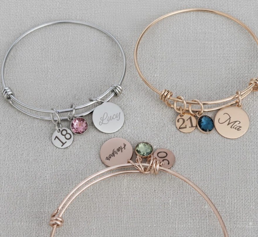 Custom Milestone Birthday Anniversary Bangle