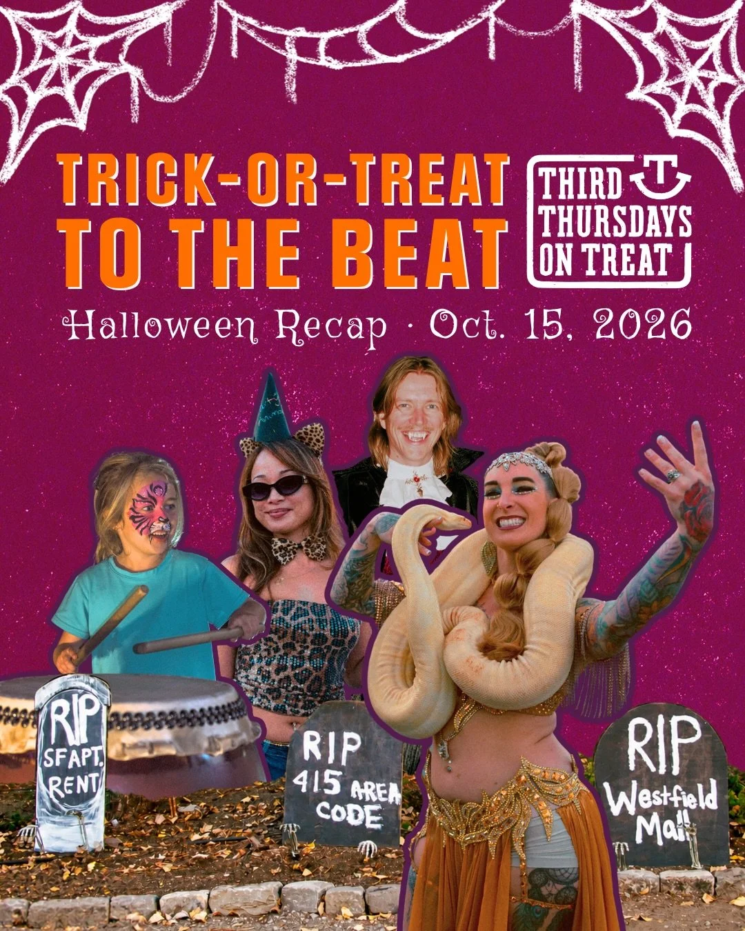Halloween came early to Third Thursdays on Treat 🎃🥁

On October 15, we gathered for an evening of taiko drumming, trick-or-treating, pumpkin picking, local shopping, and plenty more, with costumes to match!

Thank you to our vendors, performers, cr