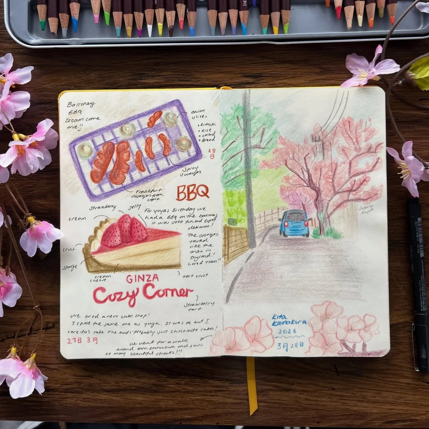 Playing in my sketchbook 🌸

#sketchbookpages #japantravels #colourpencilart #japanart #foodillustrations
