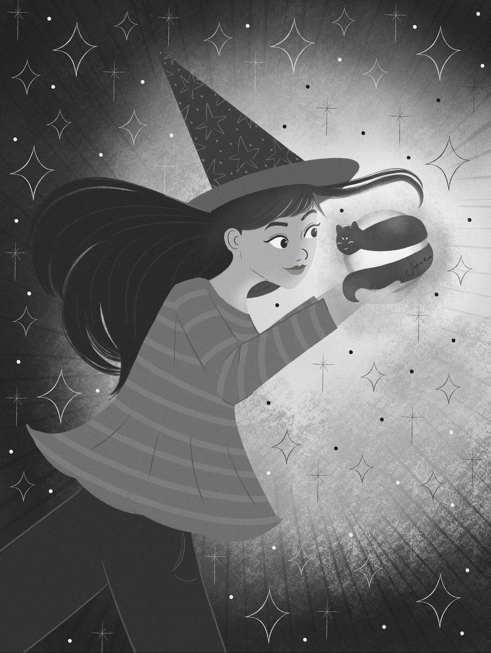 B&W Character Illustration 
