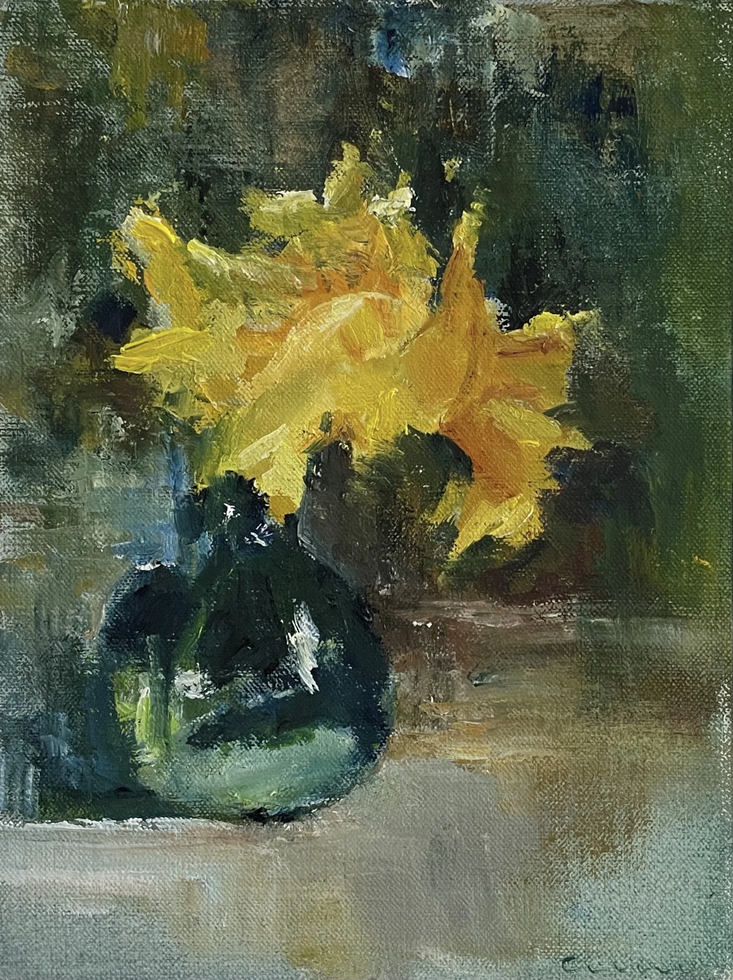 Daffodils | oil and cold wax on panel | 18 x 24 cm | framed | available 