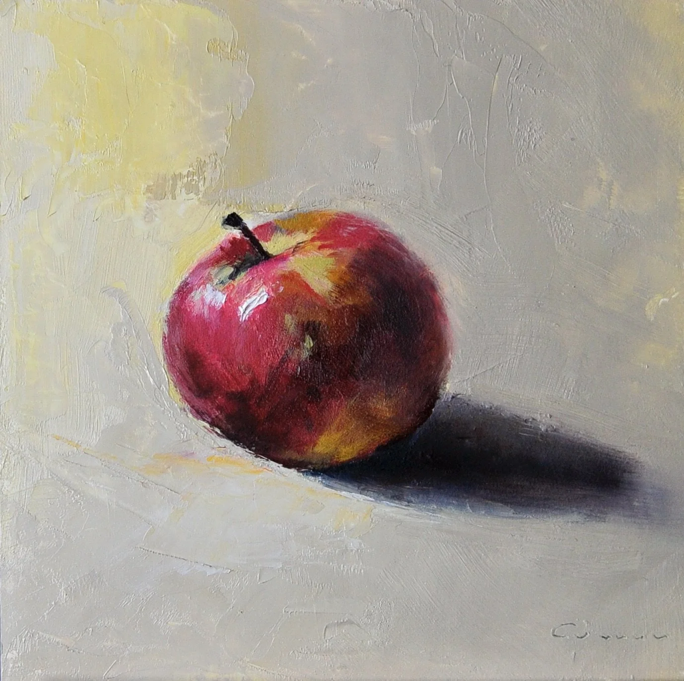 One apple a day... | oil and cold wax on panel | 15 x 15 cm | framed | not available 