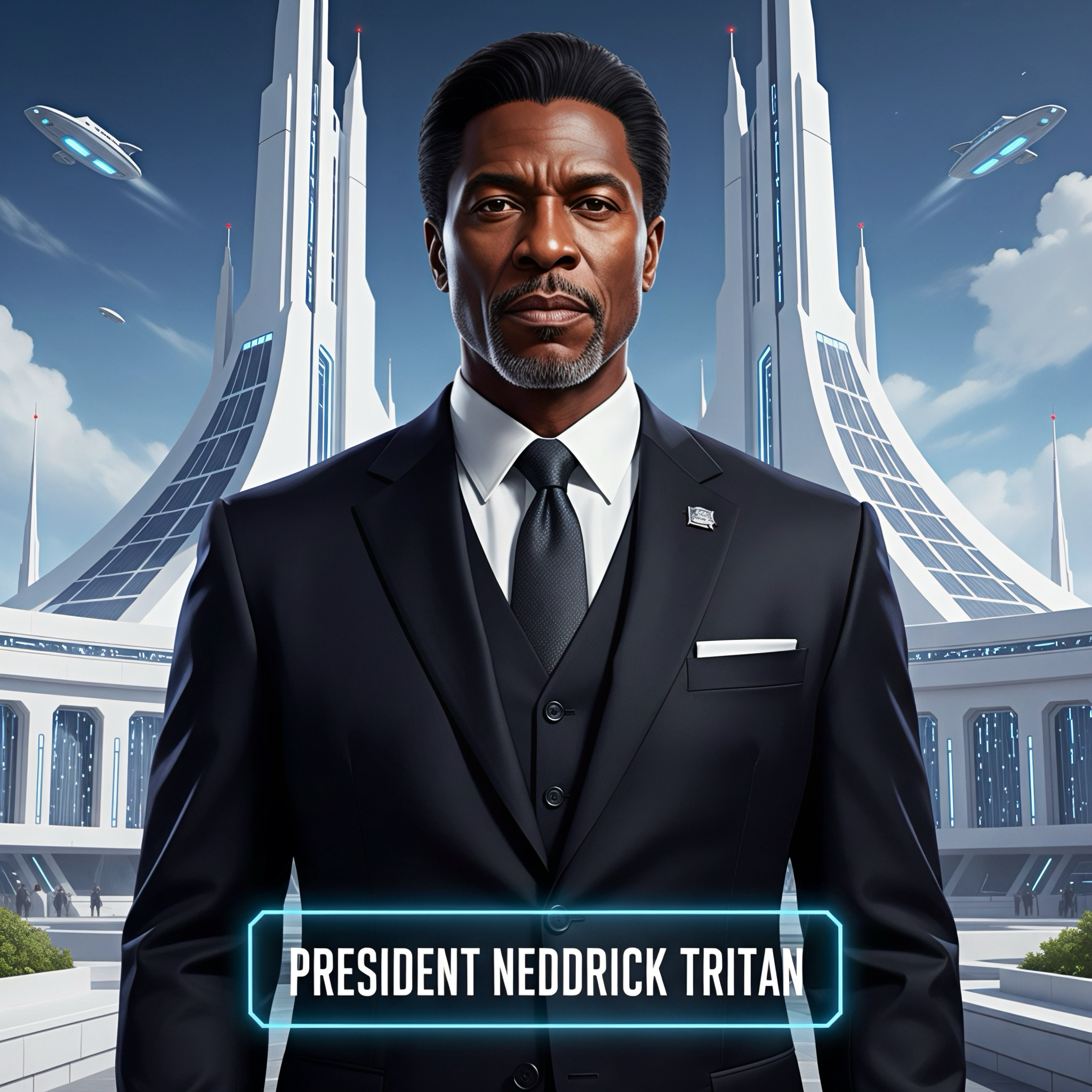 Meet Neddrick Tritan, the president of New Earth's United Regions of Humanity.