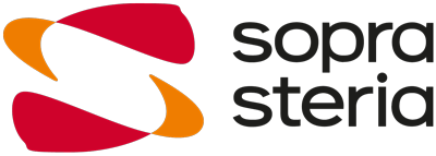 Logo of Sopra Steria IT Consultancy group with stylized red, orange, and black shapes and company name in black.