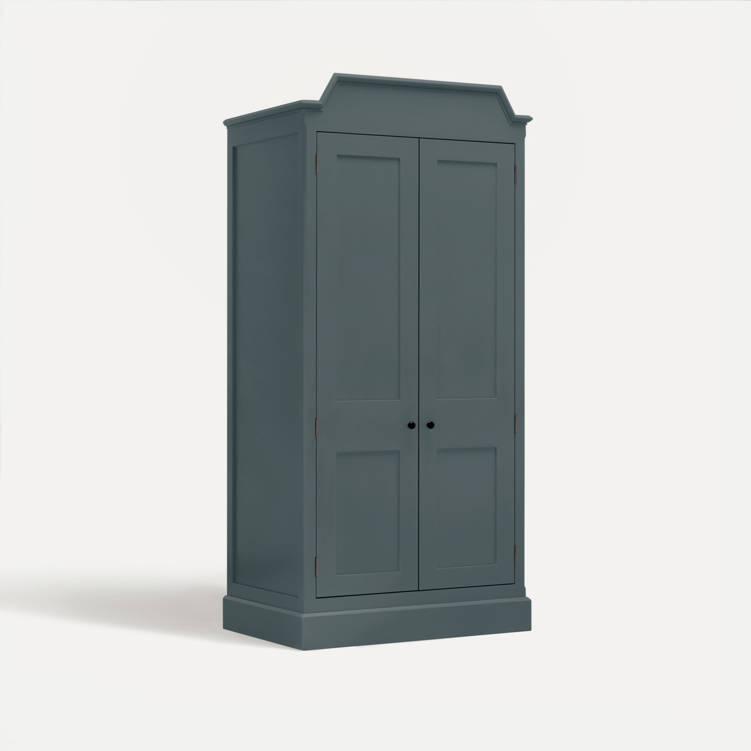 Freestanding Rustic style semi bespoke traditional wooden wardrobe hand painted designed by Imperfect Interiors and Pilgrim House