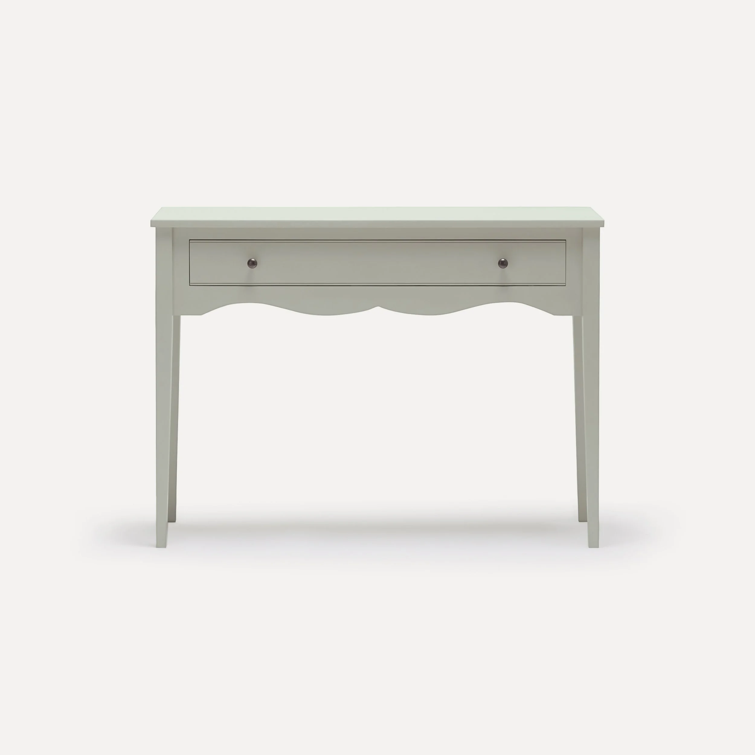 Gustavian style semi bespoke hand painted traditional desk console designed by Imperfect Interiors and Pilgrim House
