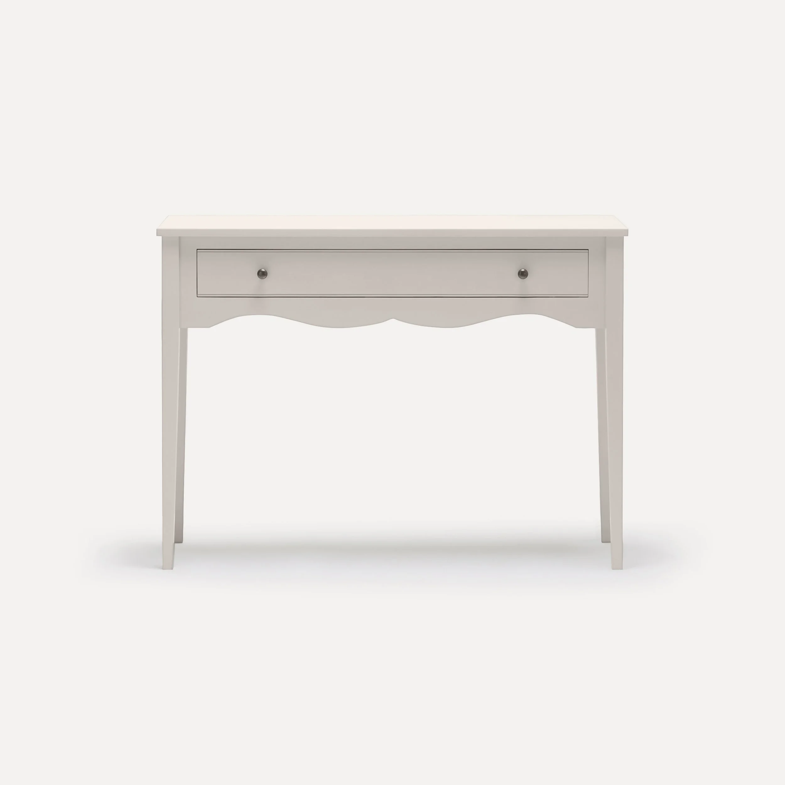 Gustavian style semi bespoke hand painted traditional desk console designed by Imperfect Interiors and Pilgrim House