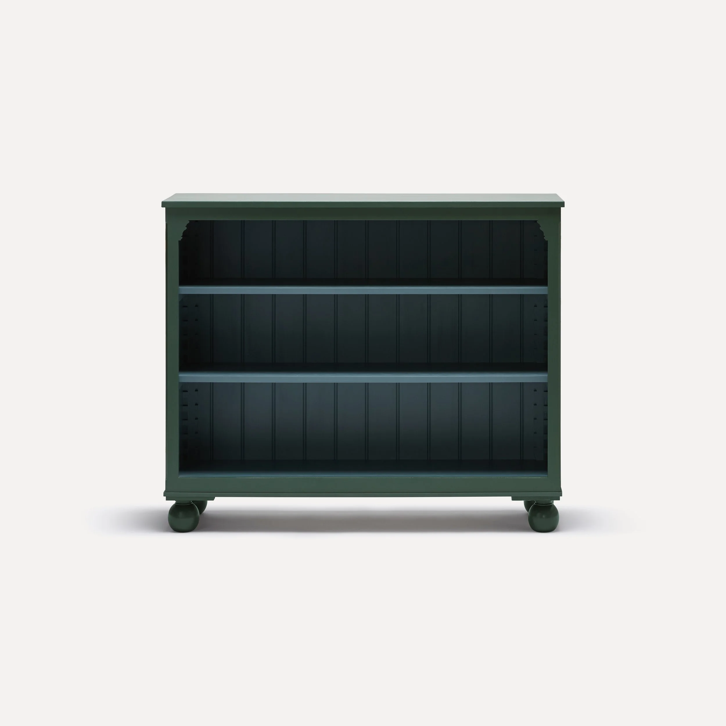 Georgian style semi bespoke hand painted traditional wooden bookcase designed by Imperfect Interiors and Pilgrim House