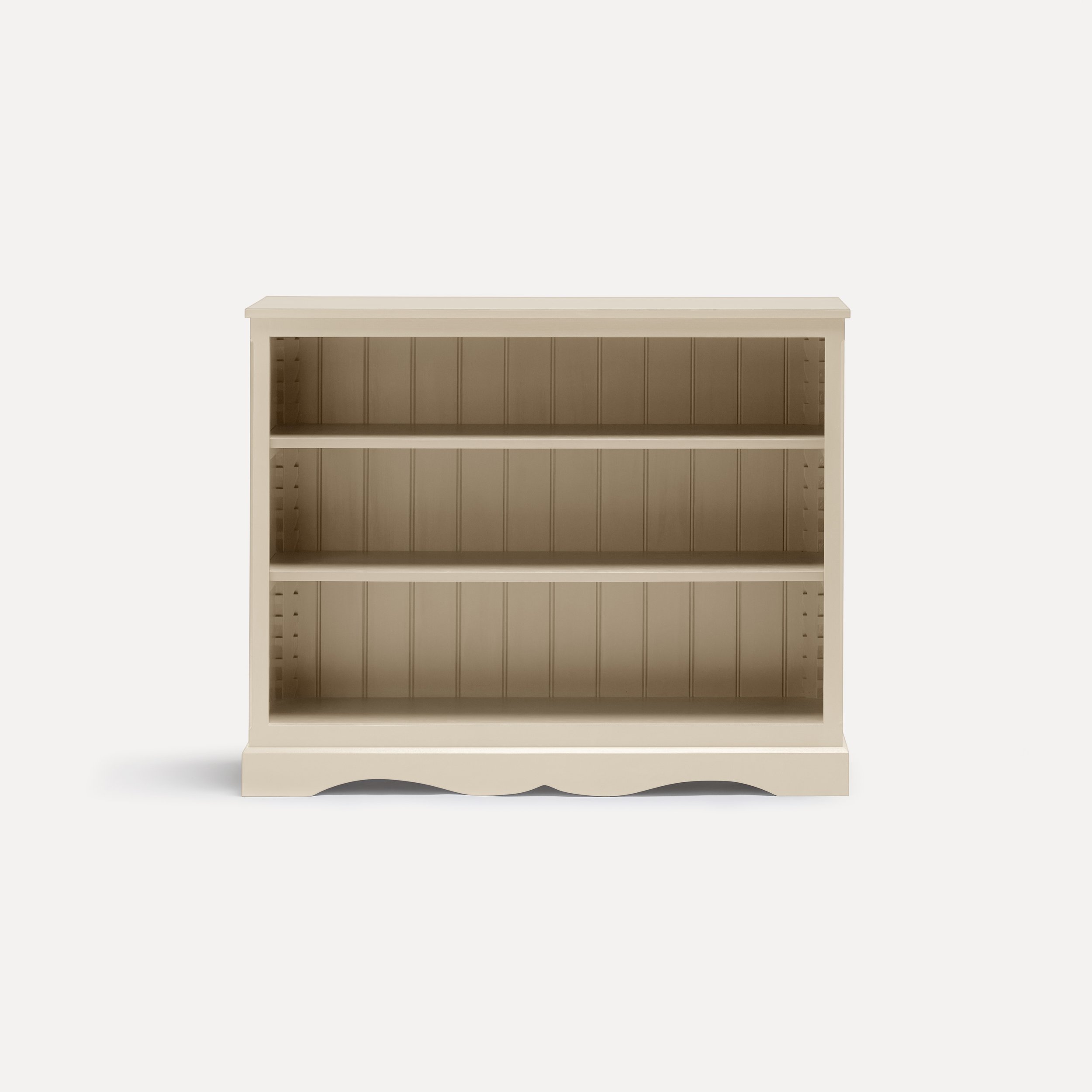 Gustavian style semi bespoke hand painted traditional wooden bookcase designed by Imperfect Interiors and Pilgrim House