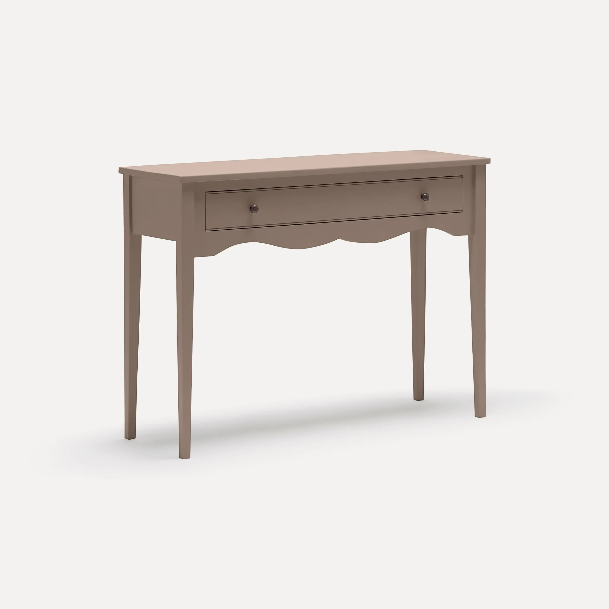 Gustavian style semi bespoke hand painted traditional desk console designed by Imperfect Interiors and Pilgrim House