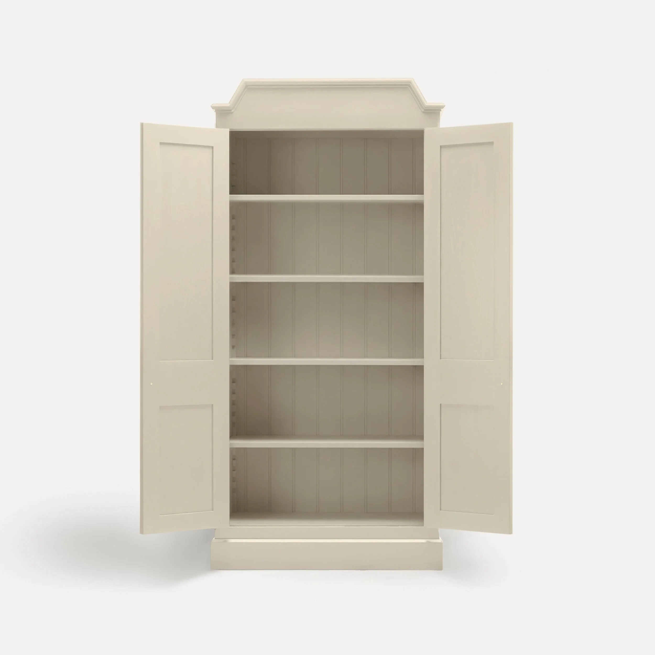 Freestanding Rustic style semi bespoke traditional wooden pantry larder hand painted designed by Imperfect Interiors and Pilgrim House