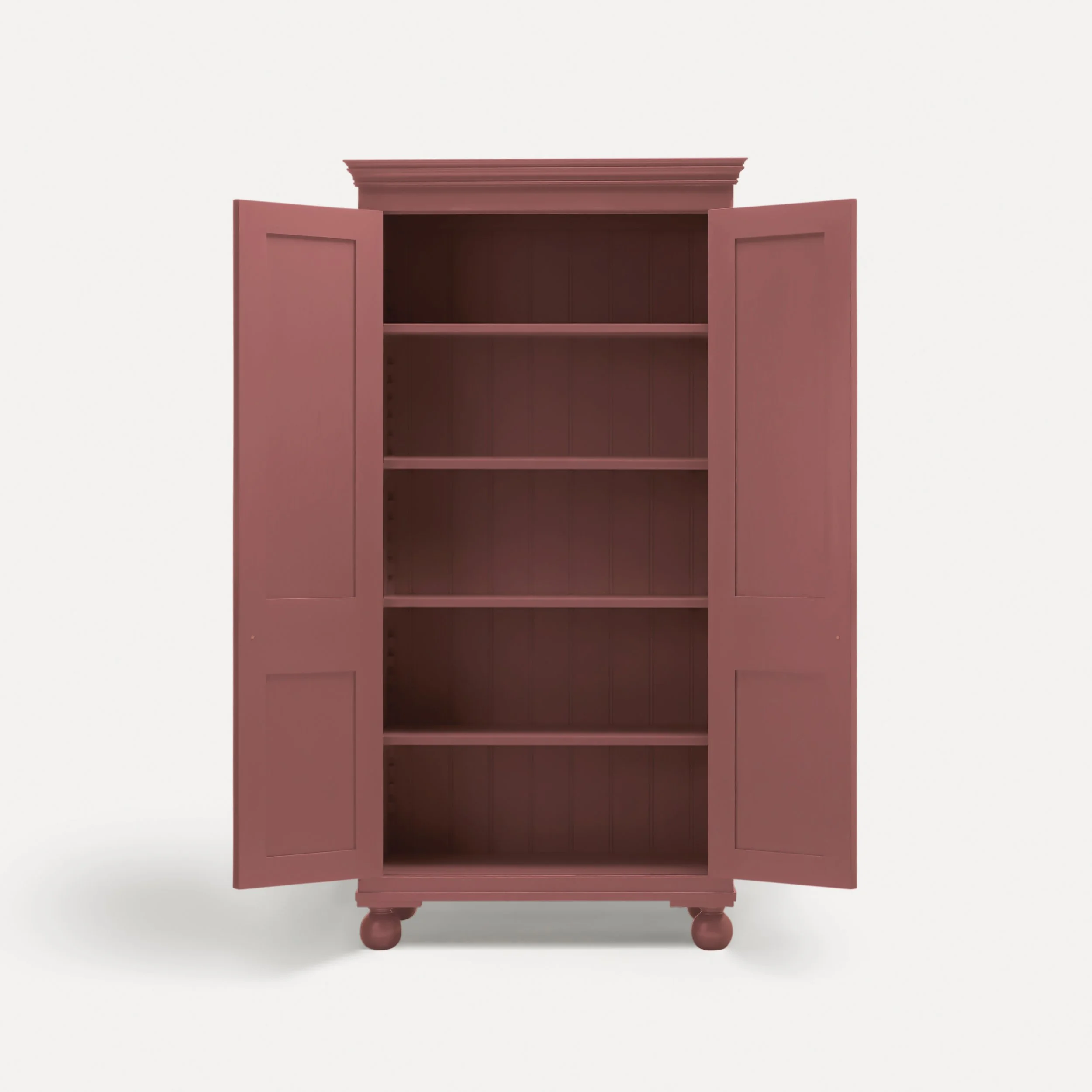 Freestanding Georgian style semi bespoke traditional wooden pantry larder hand painted designed by Imperfect Interiors and Pilgrim House