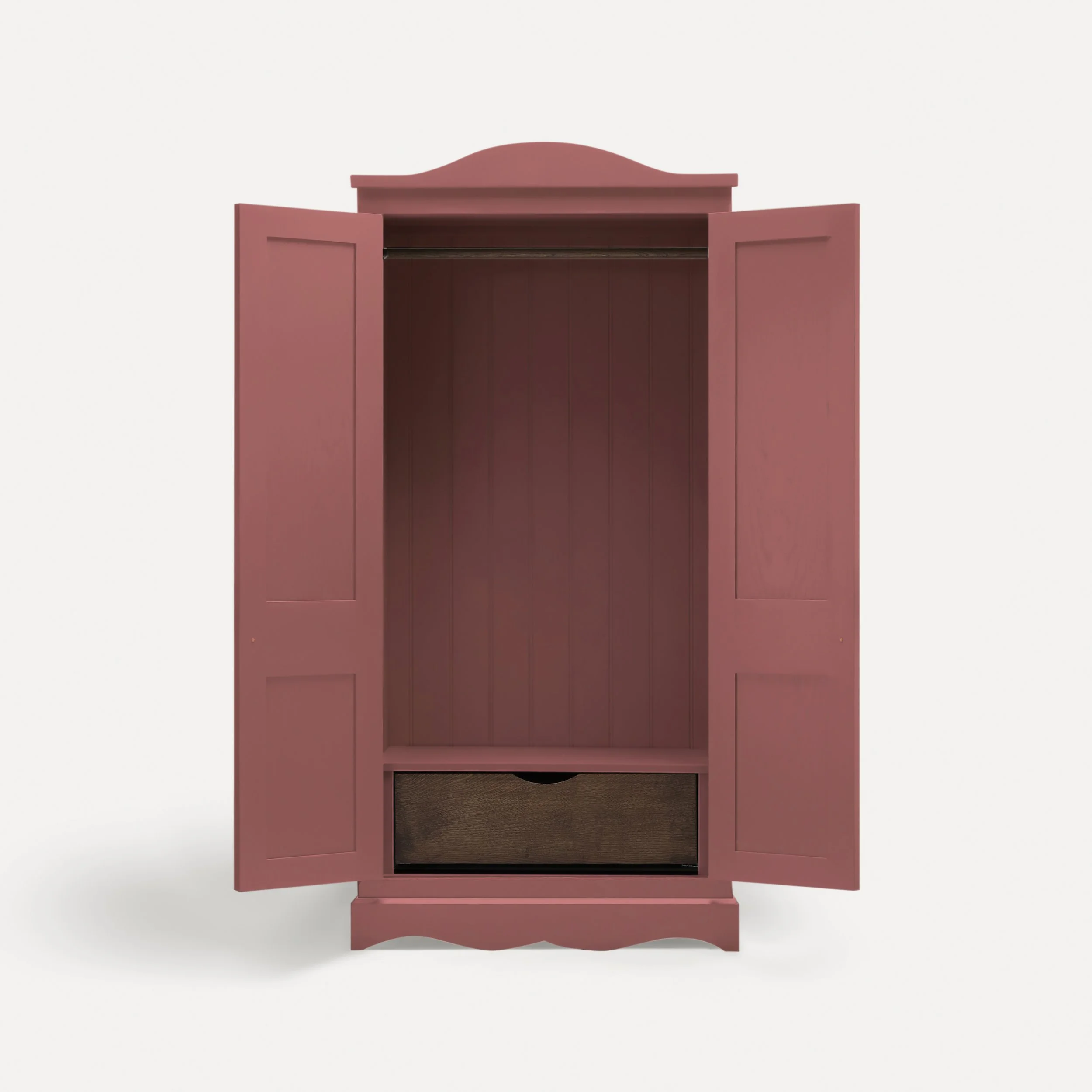 Freestanding traditional Gustavian style wooden wardrobe semi bespoke range of sustainable furniture designed by Imperfect Interiors and Pilgrim House