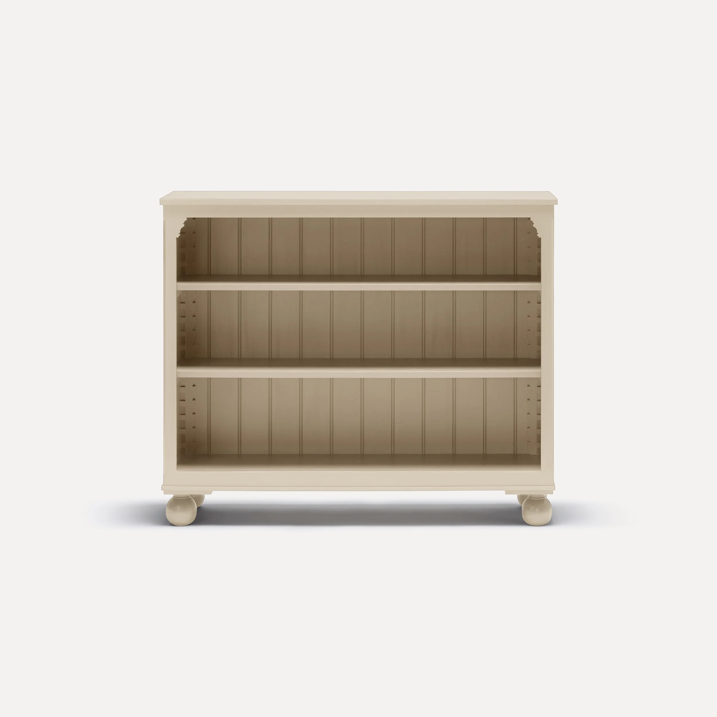 Georgian style semi bespoke hand painted traditional wooden bookcase designed by Imperfect Interiors and Pilgrim House