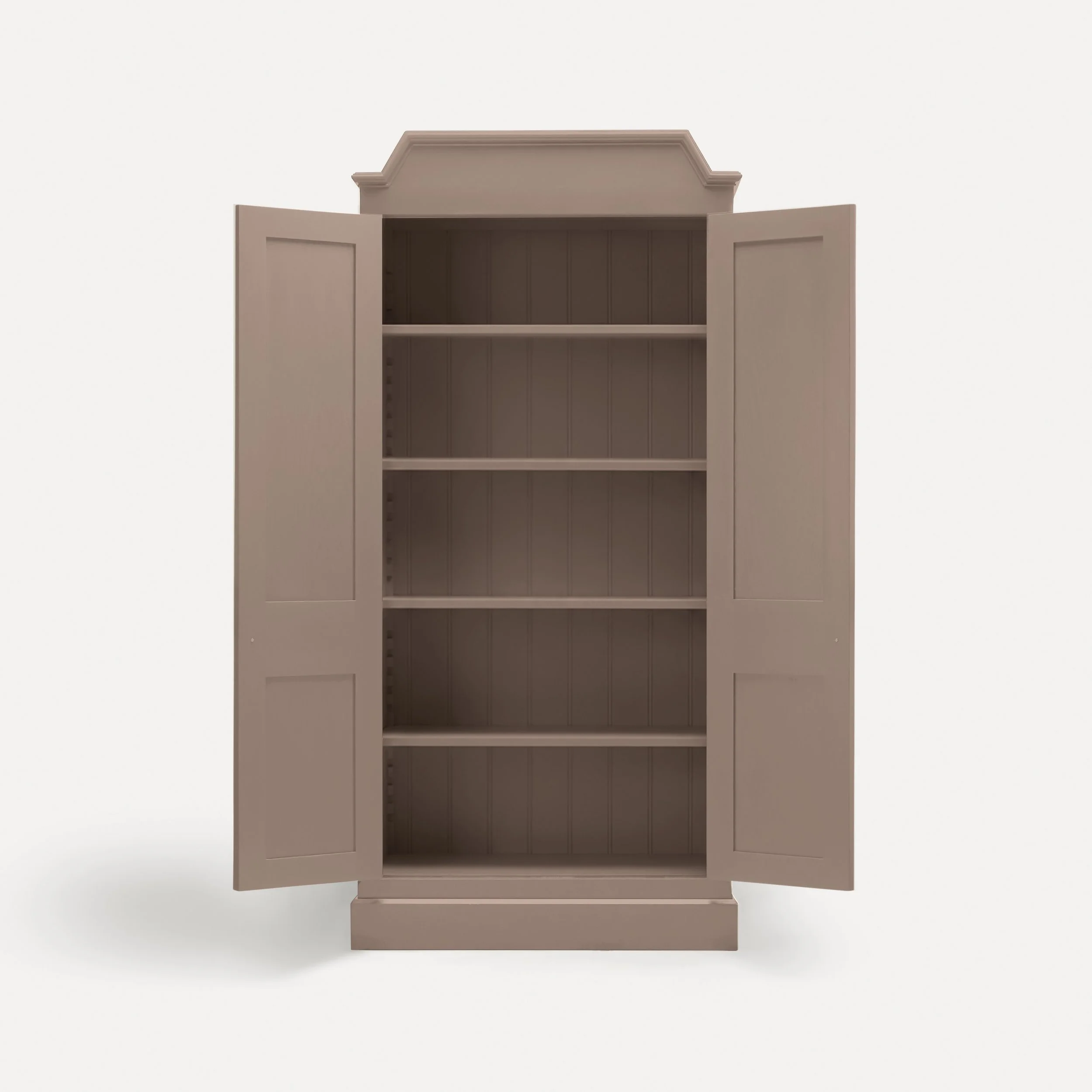 Freestanding Rustic style semi bespoke traditional wooden pantry larder hand painted designed by Imperfect Interiors and Pilgrim House