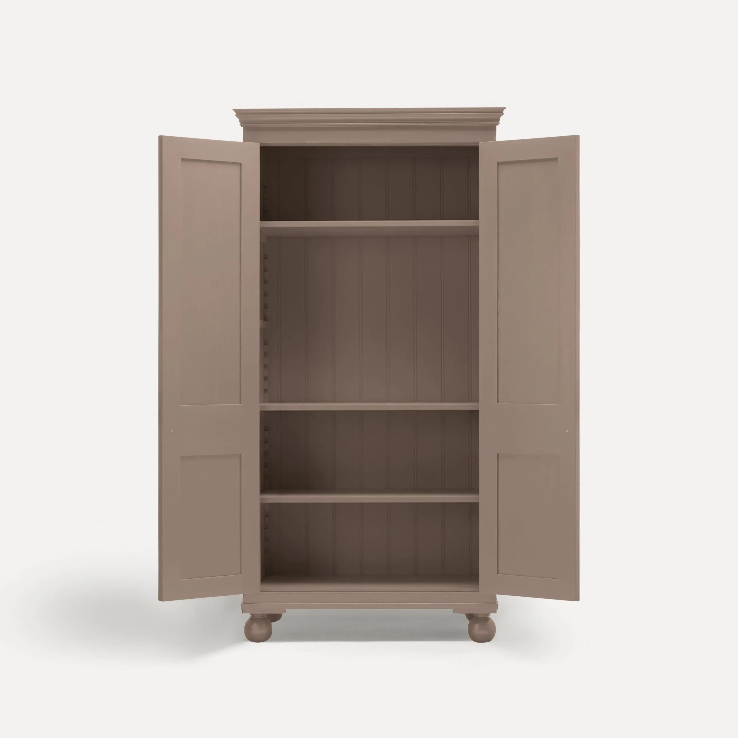 Freestanding Georgian style semi bespoke traditional wooden tv cabinet media unit hand painted designed by Imperfect Interiors and Pilgrim House