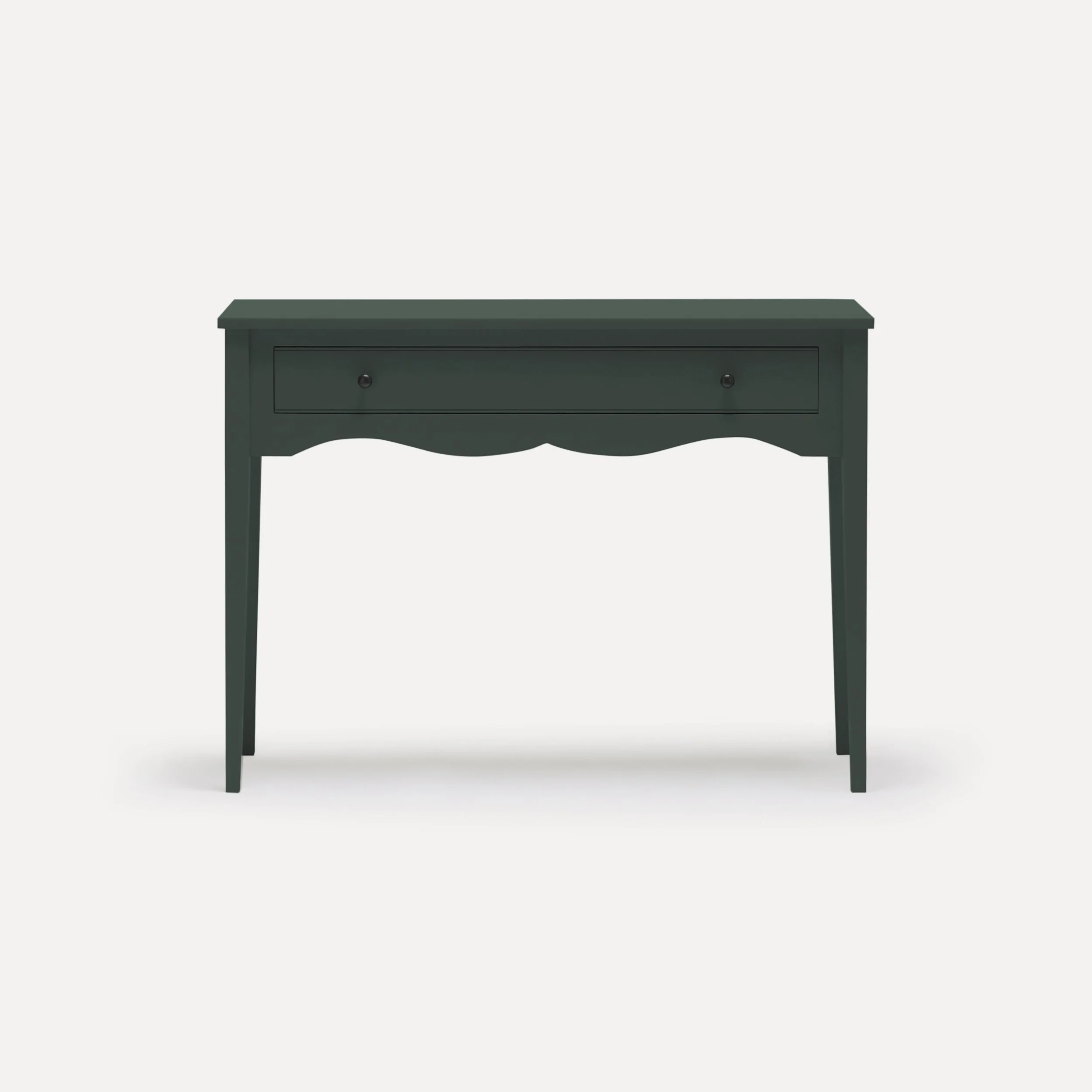 Gustavian style semi bespoke hand painted traditional desk console designed by Imperfect Interiors and Pilgrim House