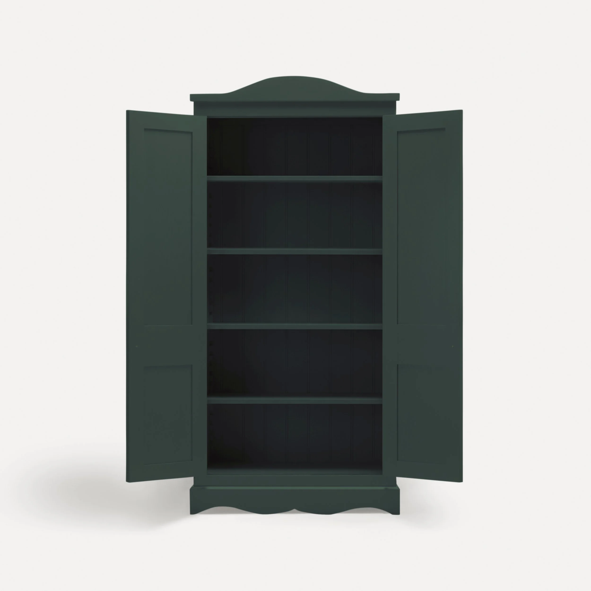 Freestanding Gustavian style semi bespoke traditional wooden pantry larder hand painted designed by Imperfect Interiors and Pilgrim House