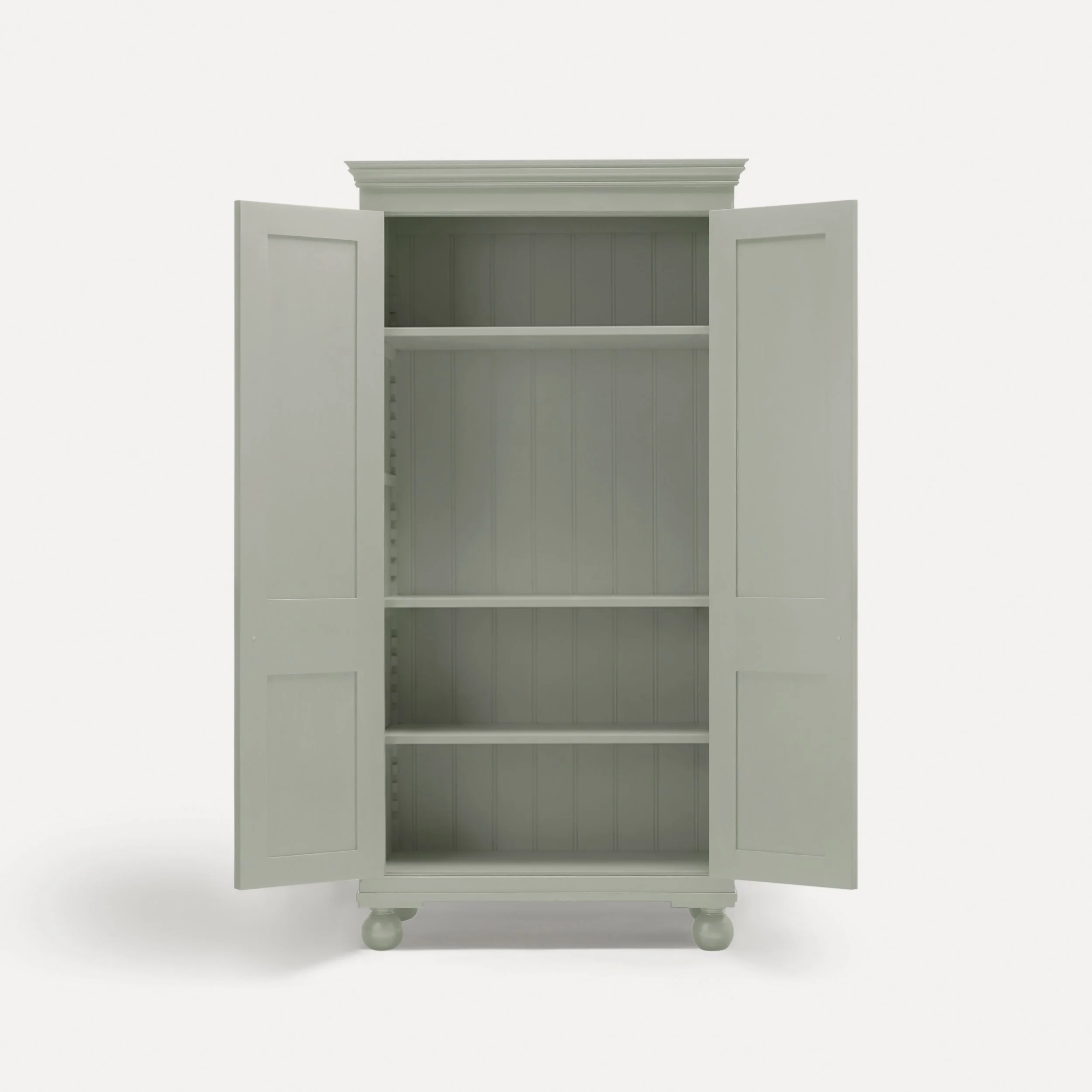 Freestanding Georgian style semi bespoke traditional wooden tv cabinet media unit hand painted designed by Imperfect Interiors and Pilgrim House