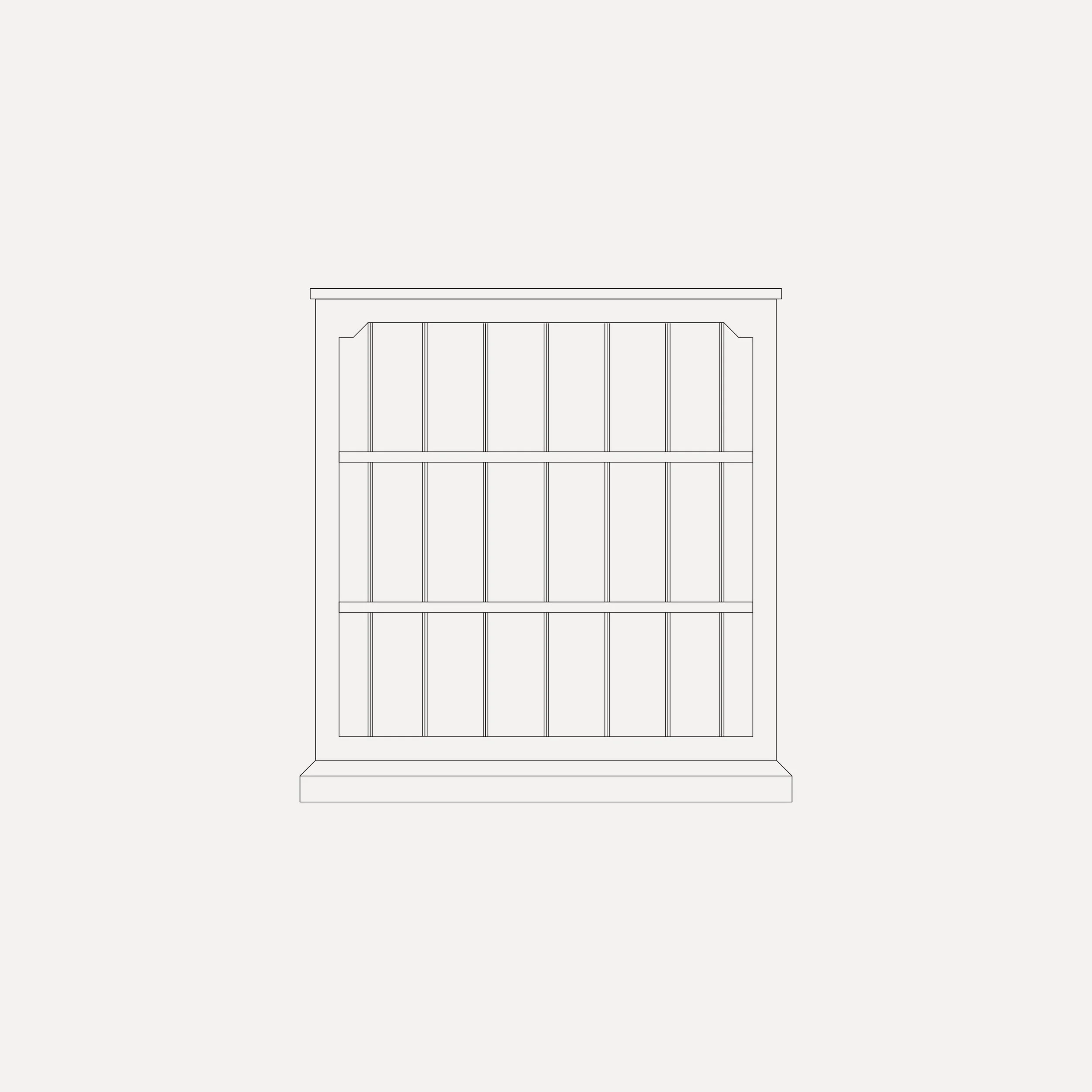 Rustic style semi bespoke hand painted traditional wooden bookcase designed by Imperfect Interiors and Pilgrim House