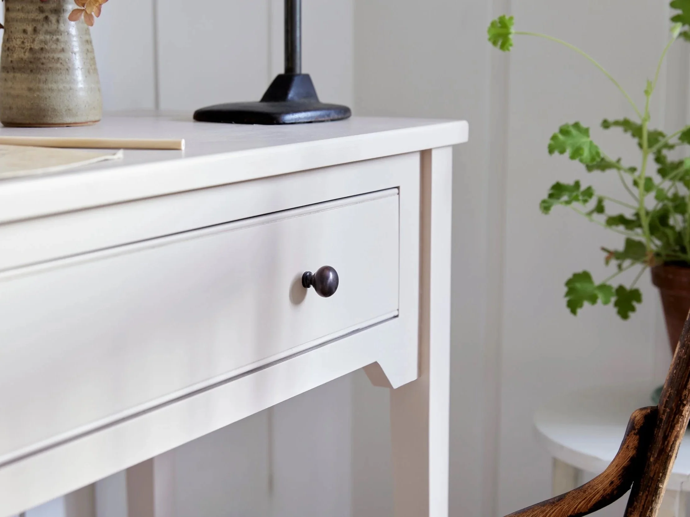 Semi bespoke hand painted traditional console designed by Imperfect Interiors and Pilgrim House