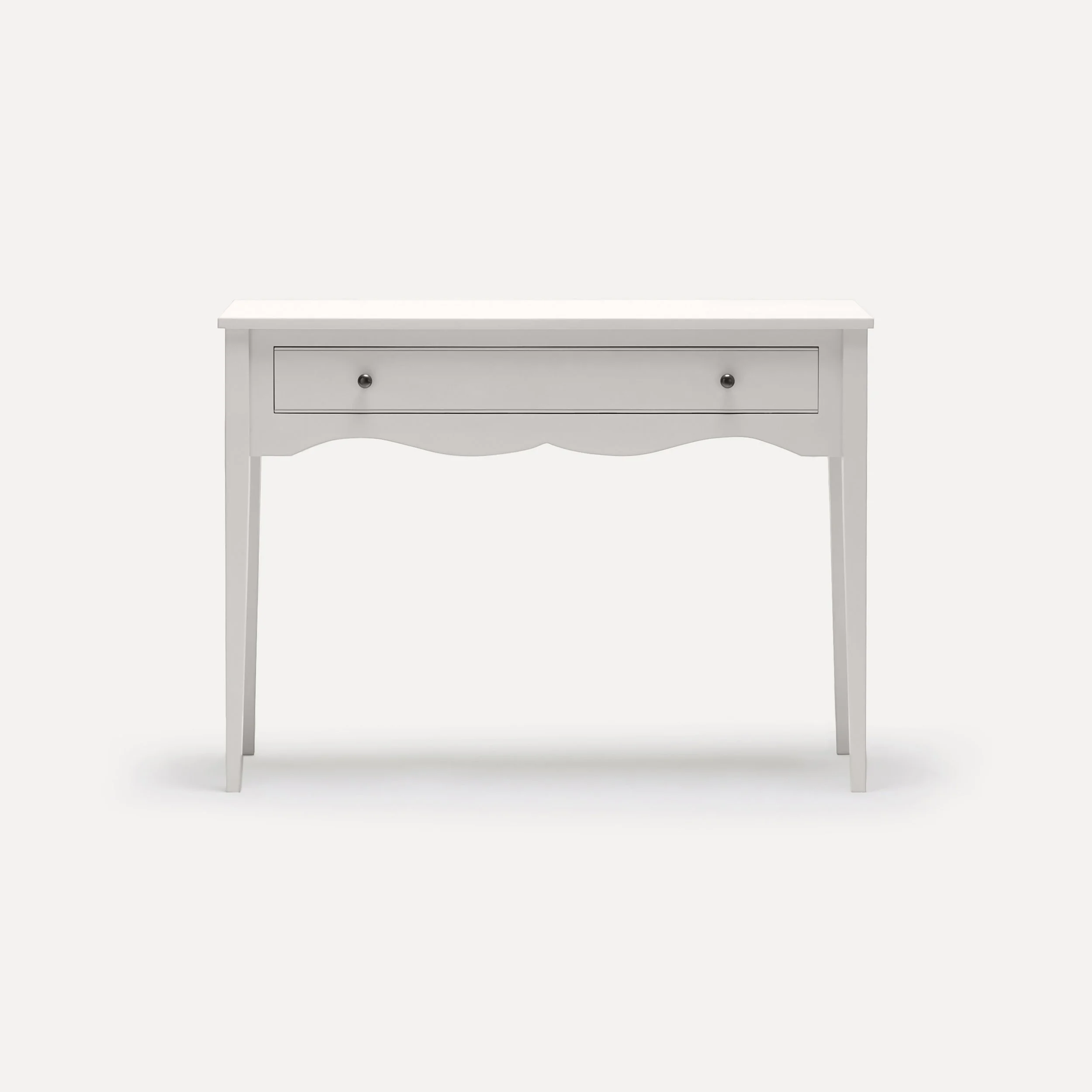 Gustavian style semi bespoke hand painted traditional desk console designed by Imperfect Interiors and Pilgrim House