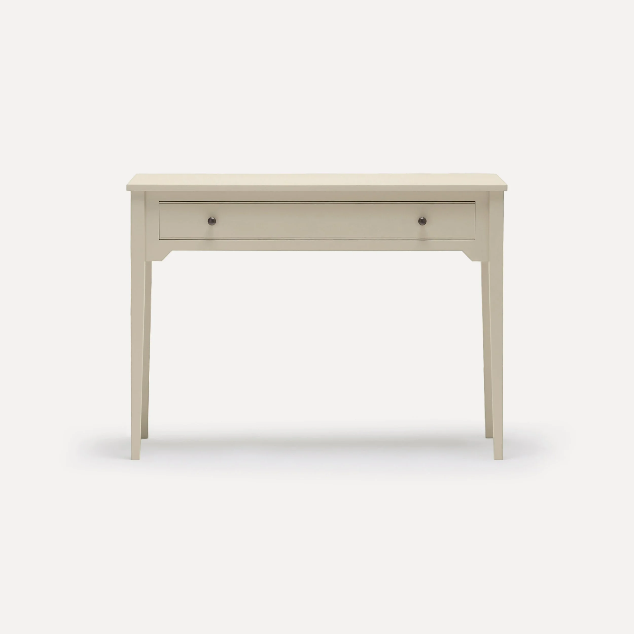 Rustic style semi bespoke hand painted traditional desk console designed by Imperfect Interiors and Pilgrim House