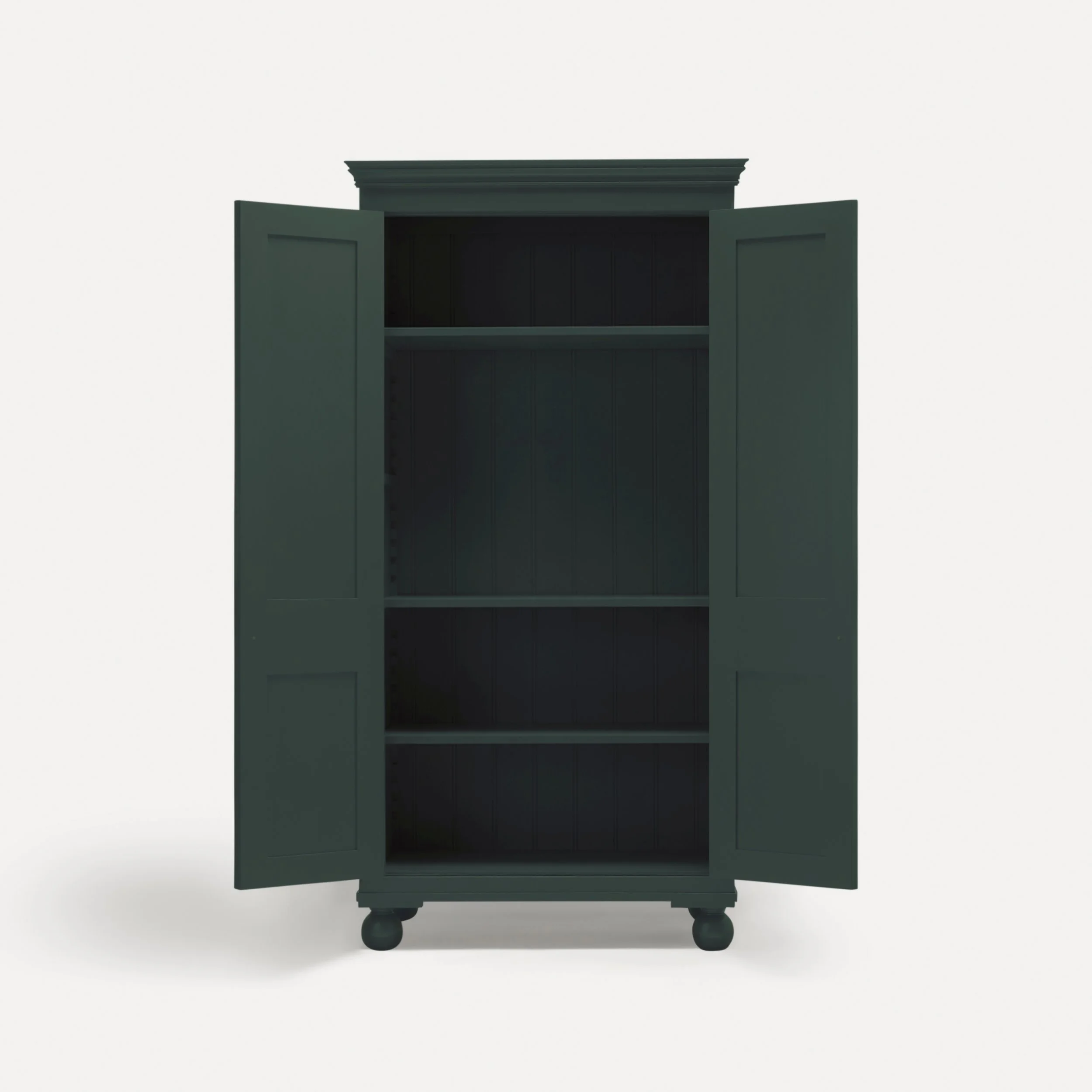 Freestanding Georgian style semi bespoke traditional wooden tv cabinet media unit hand painted designed by Imperfect Interiors and Pilgrim House