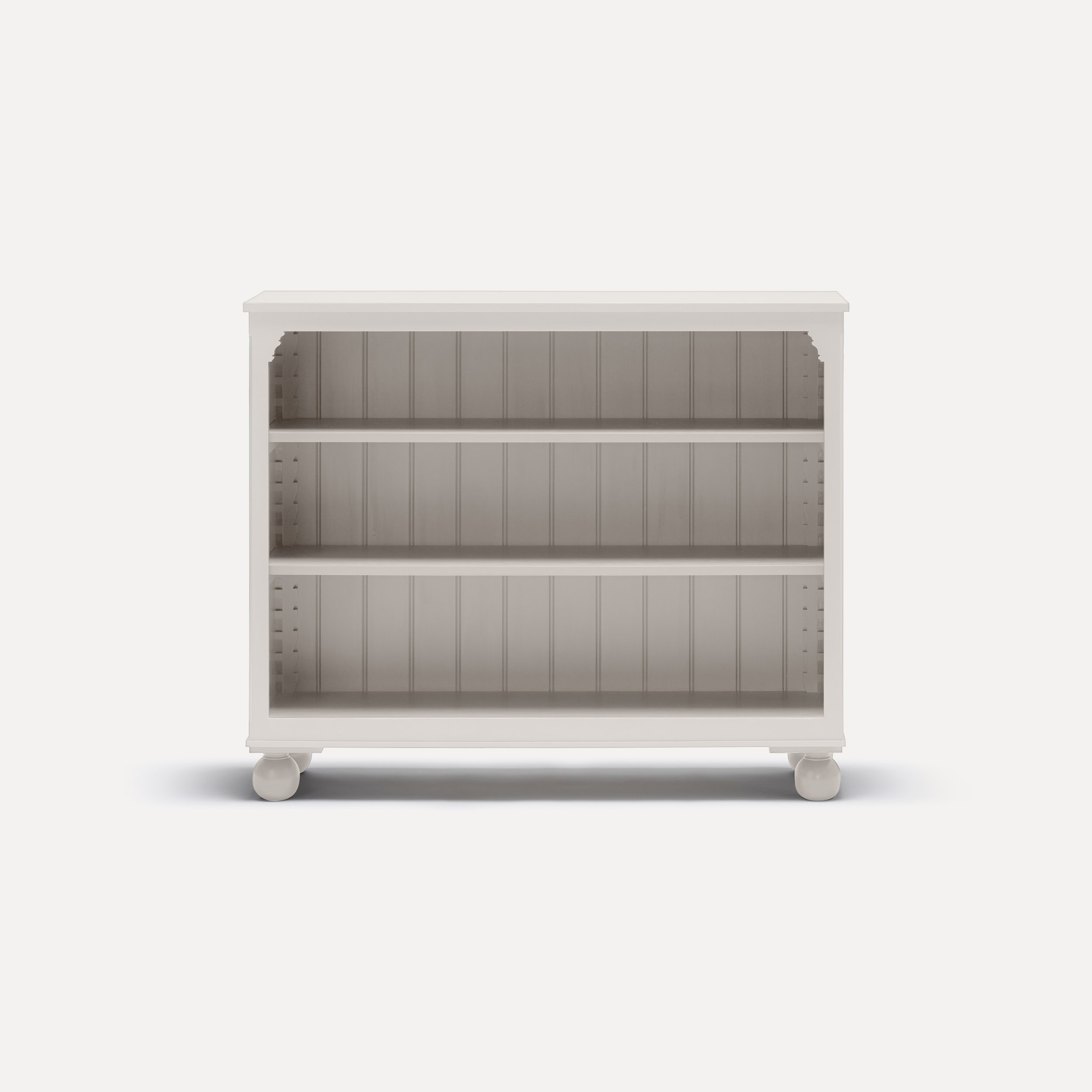 Georgian style semi bespoke hand painted traditional wooden bookcase designed by Imperfect Interiors and Pilgrim House