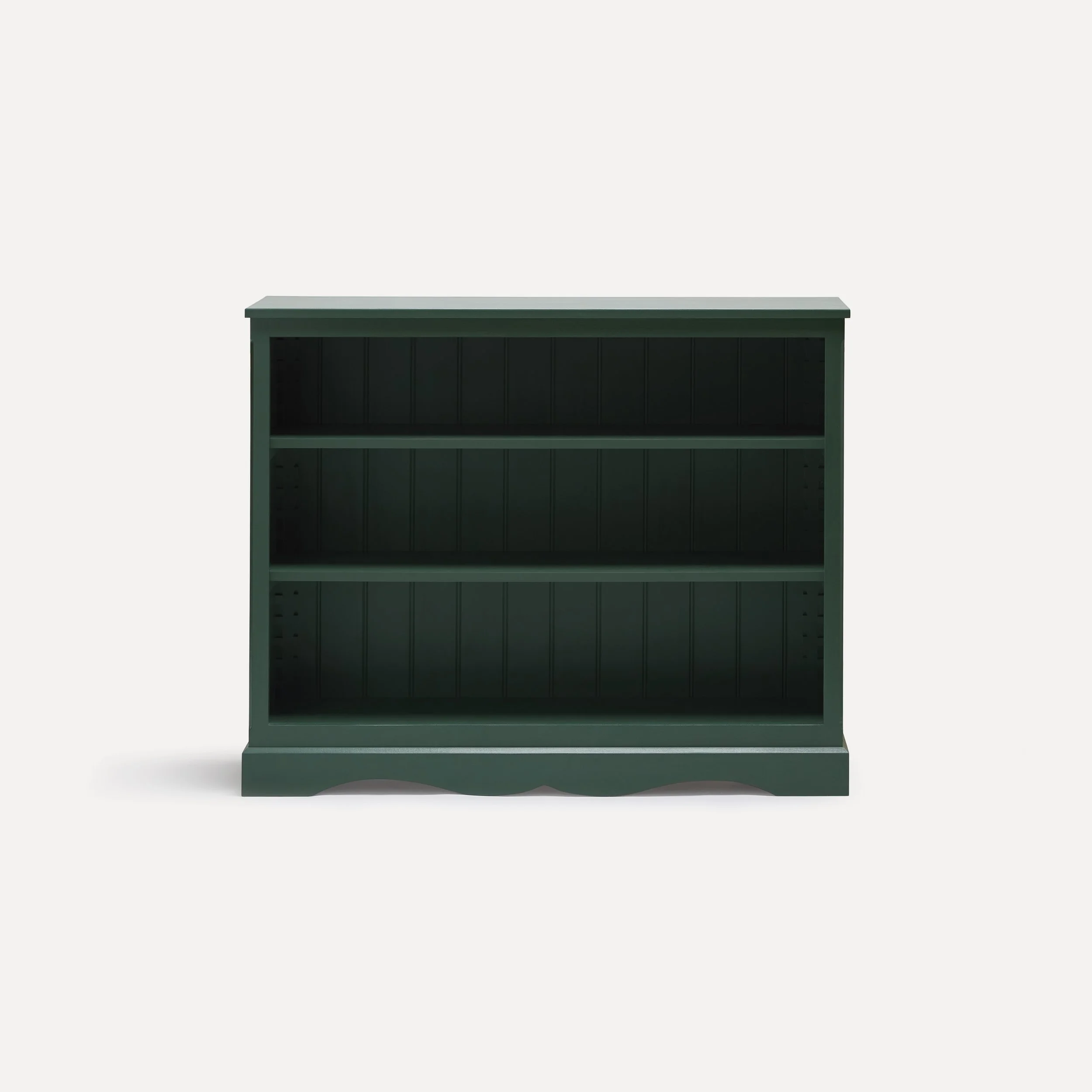 Gustavian style semi bespoke hand painted traditional wooden bookcase designed by Imperfect Interiors and Pilgrim House