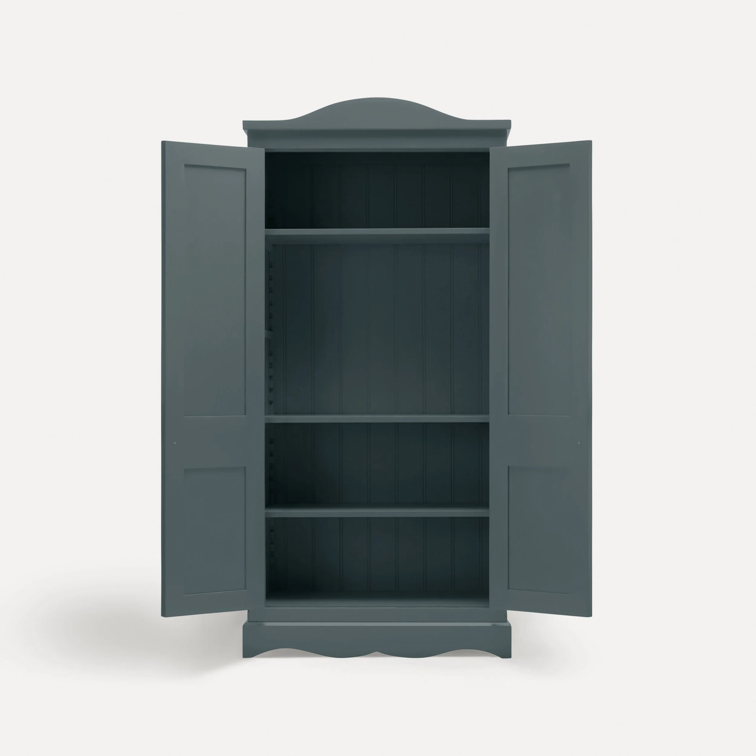 Freestanding Gustavian style semi bespoke traditional wooden tv cabinet media unit hand painted designed by Imperfect Interiors and Pilgrim House