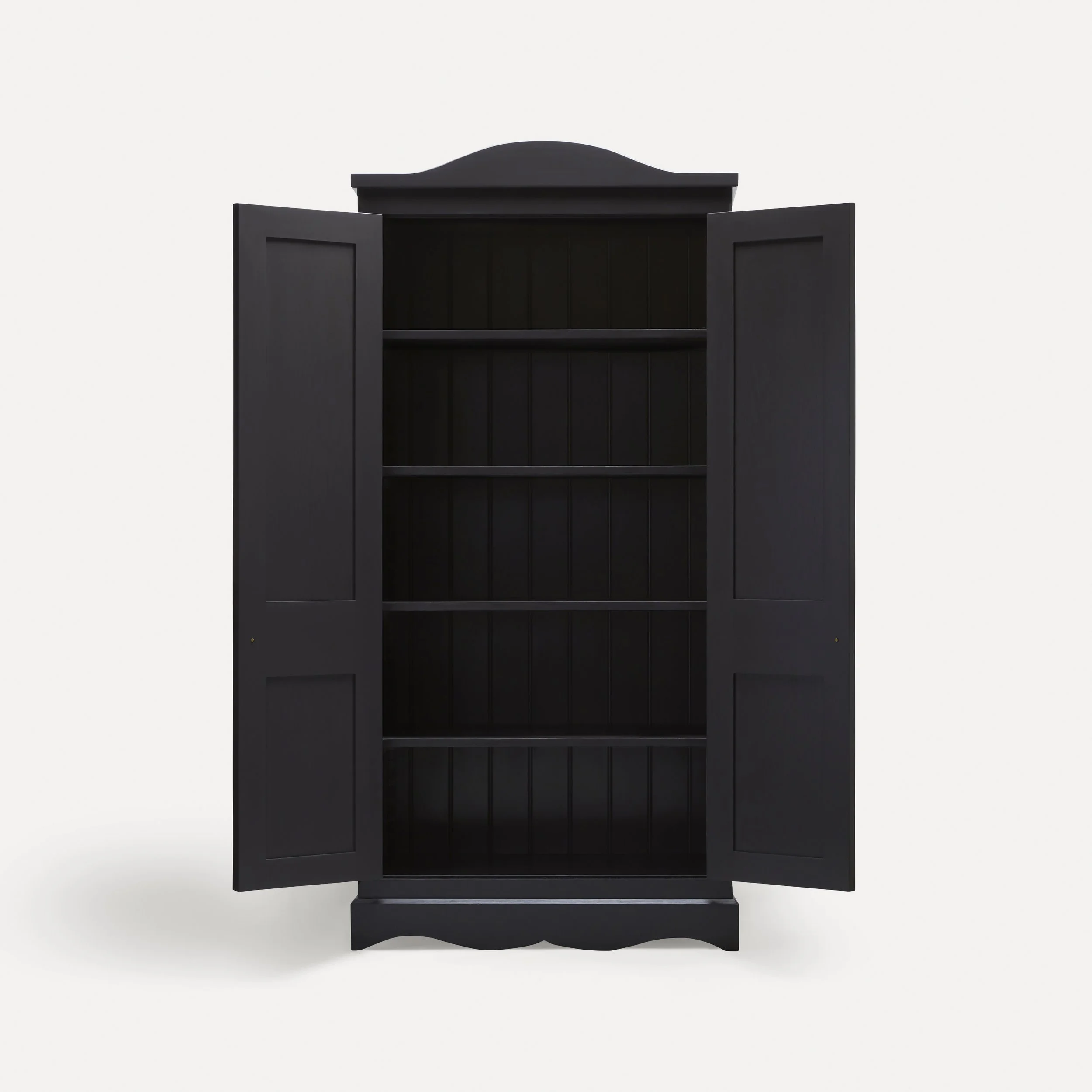 Freestanding Gustavian style semi bespoke traditional wooden pantry larder hand painted designed by Imperfect Interiors and Pilgrim House