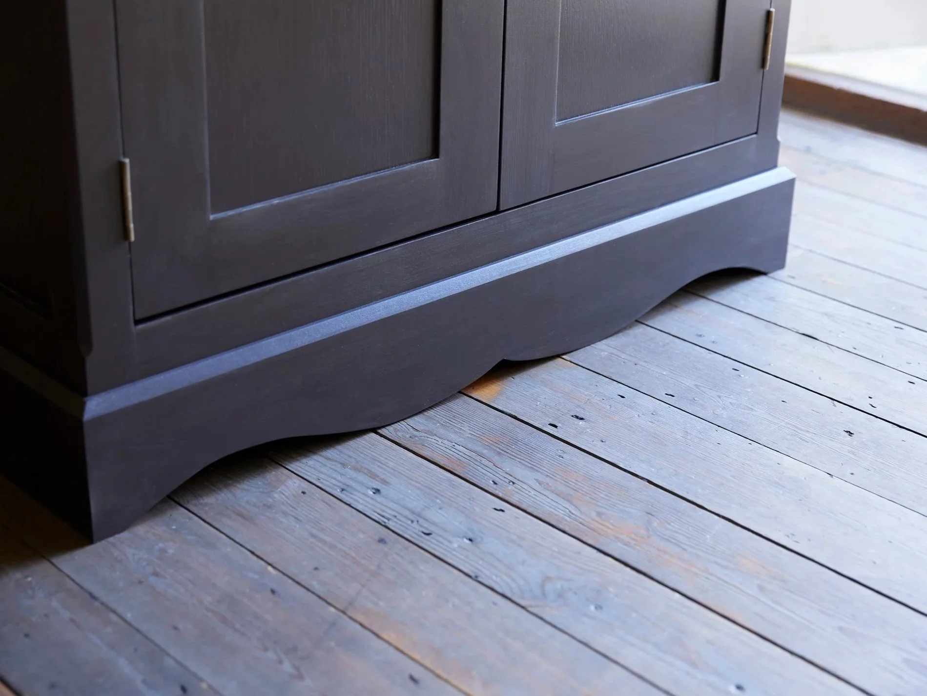 Freestanding Gustavian style semi bespoke traditional wooden linen cupboard press hand painted designed by Imperfect Interiors and Pilgrim House