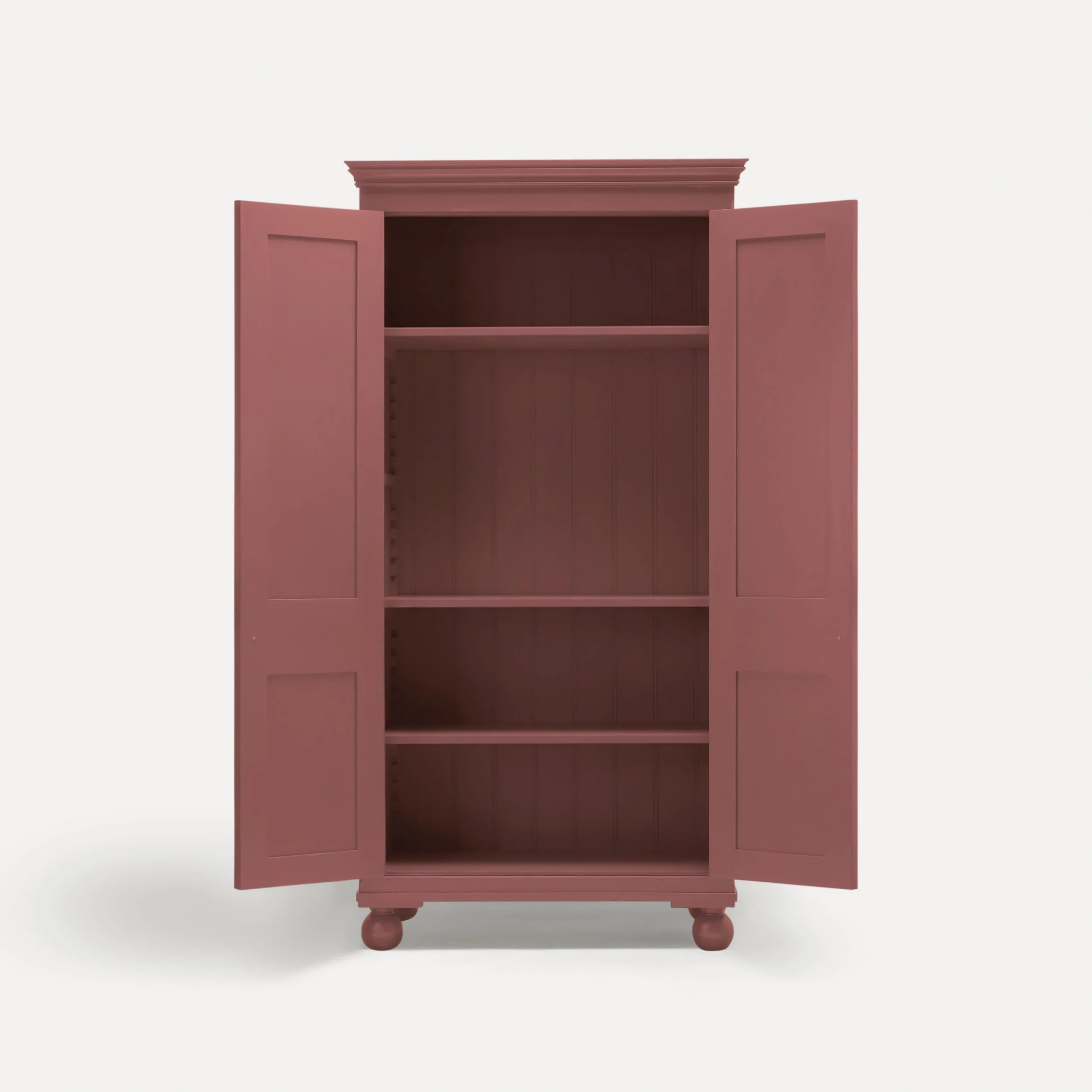 Freestanding Georgian style semi bespoke traditional wooden tv cabinet media unit hand painted designed by Imperfect Interiors and Pilgrim House