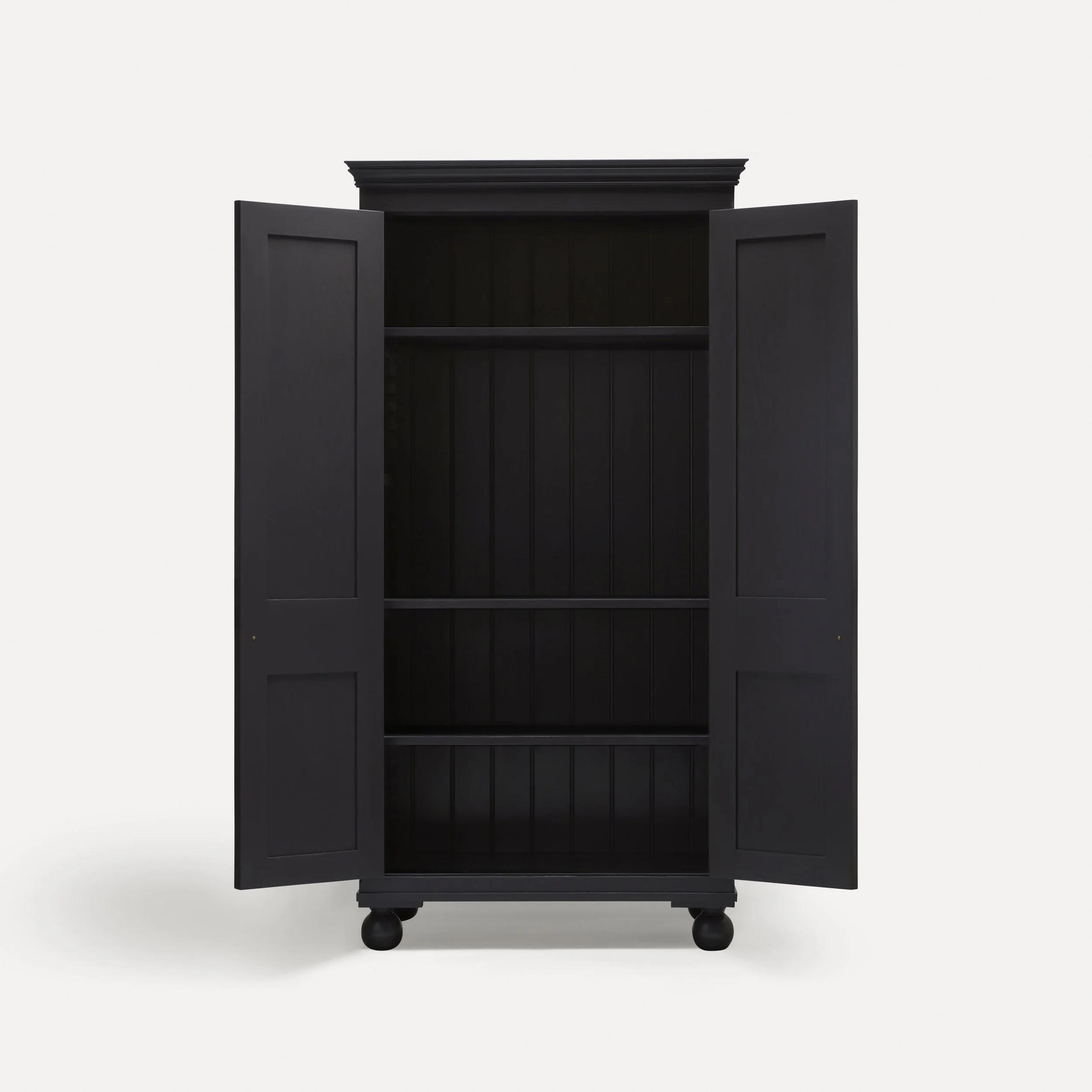 Freestanding Georgian style semi bespoke traditional wooden tv cabinet media unit hand painted designed by Imperfect Interiors and Pilgrim House